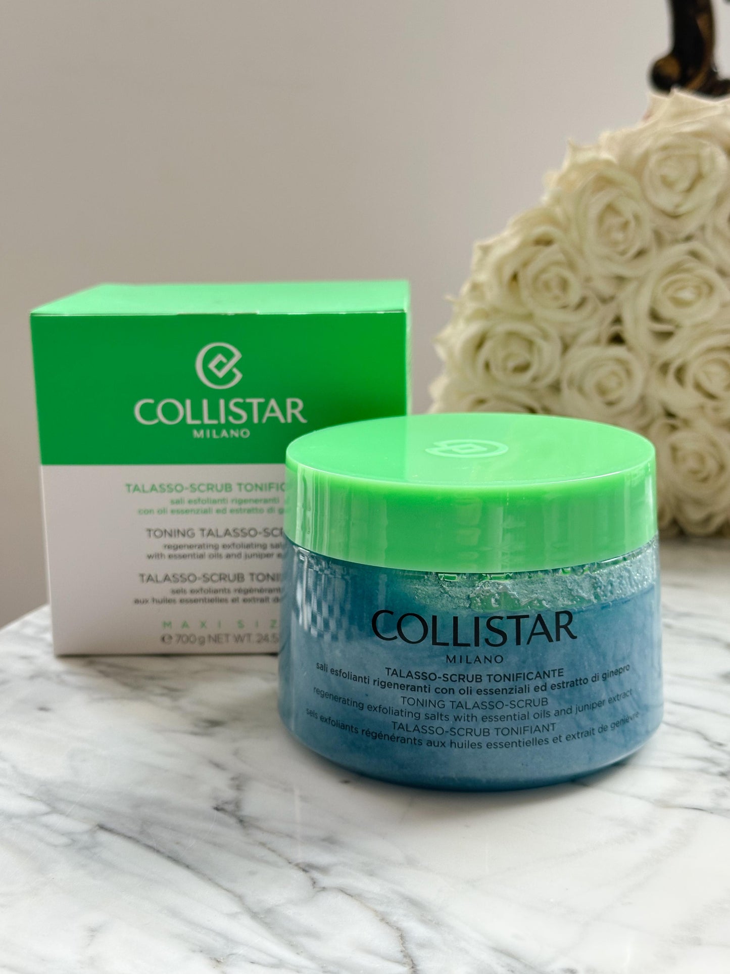 COLLISTAR
Toning Talasso-Scrub
Regenerating Exfoliating Salts With Essential Oils and Juniper Extract