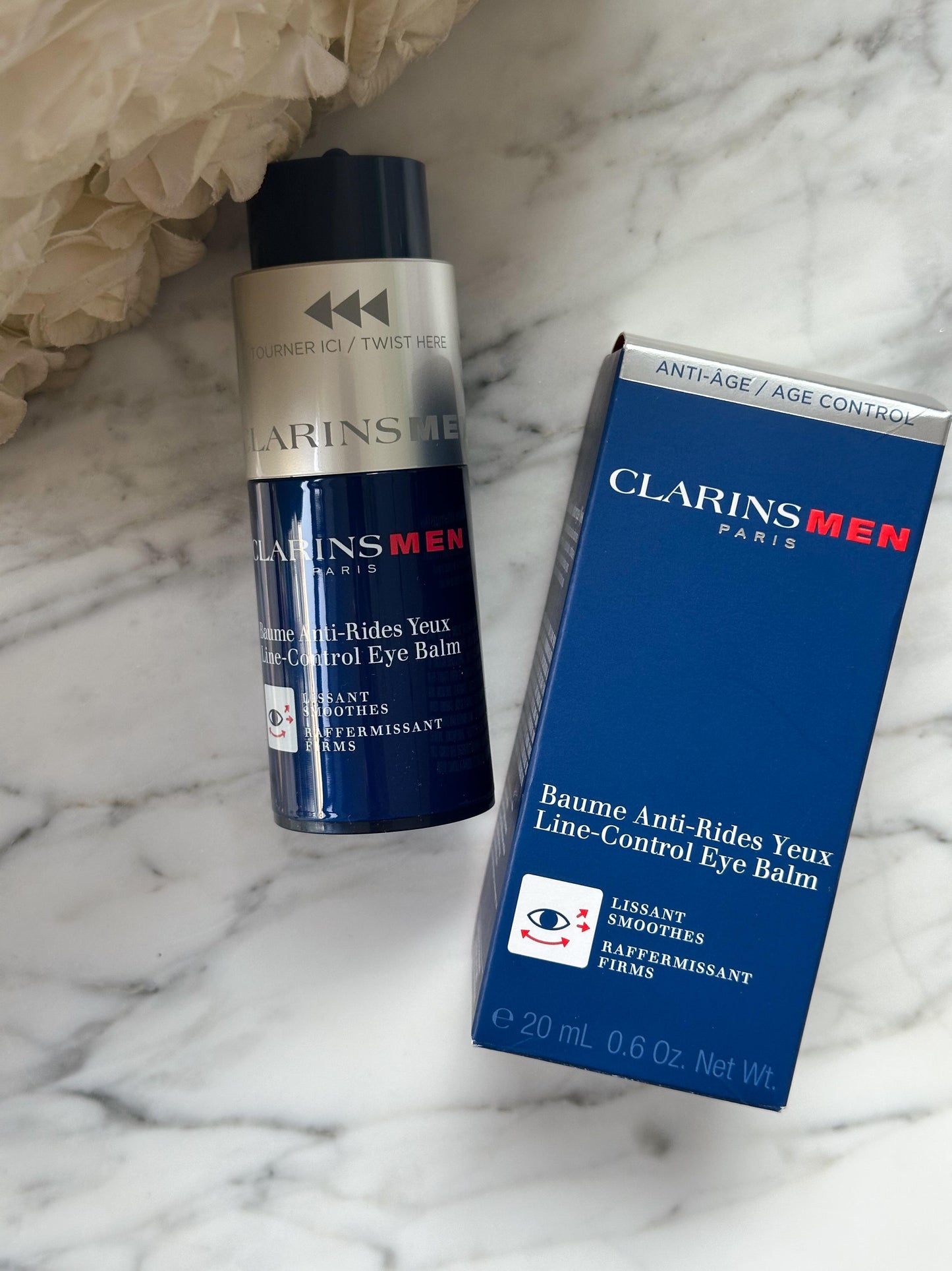 CLARINS Men Line-Control Eye Balm - Anti-Aging Eye Cream for Wrinkles, Dark Circles + Puffiness