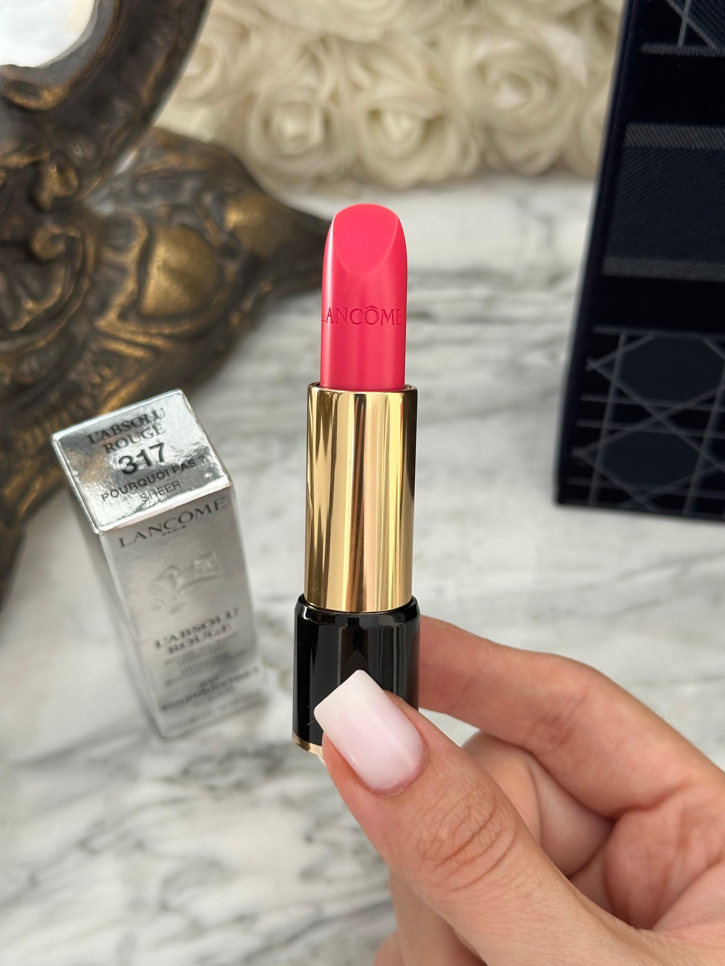 LANCÔME L'Absolu Rouge Cream Lipstick 18H Comfort, Hydrating and Shaping Lipcolor (317)