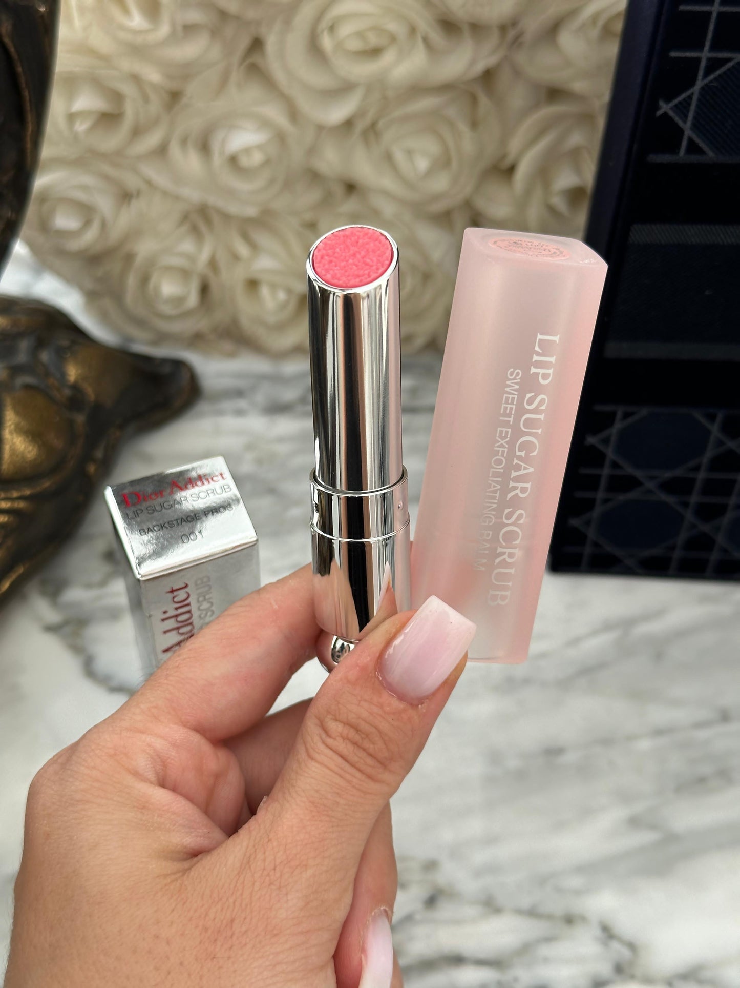 DIOR Addict Lip Sugar Scrub - Gentle Sugar Exfoliating Lip Balm - Custom Rosy Color Effect