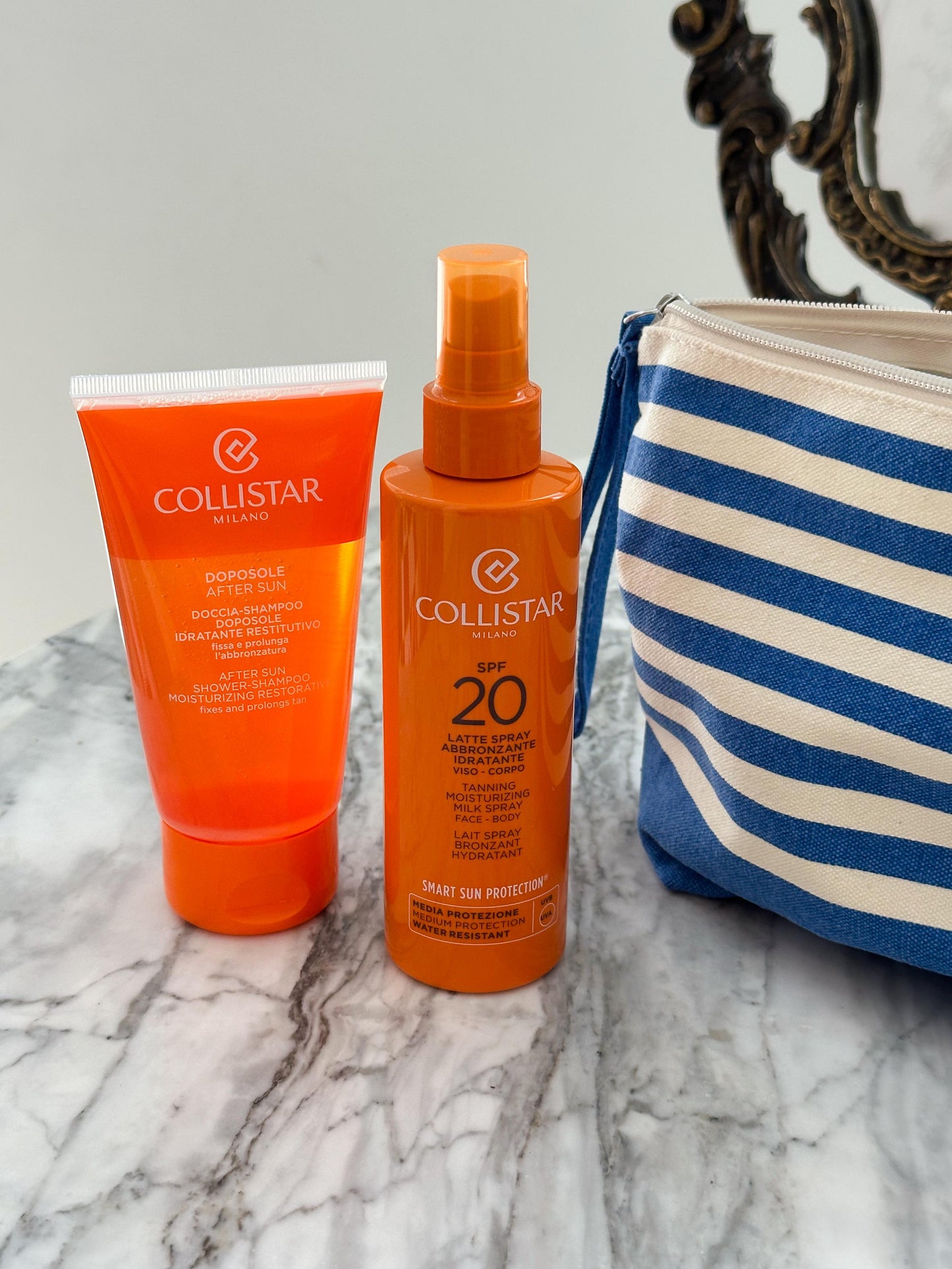 COLLISTAR Kit of Medium Protection Sun Cream SPF20 (Milk Spray 200ml + After Sun 150ml + Pouch)
