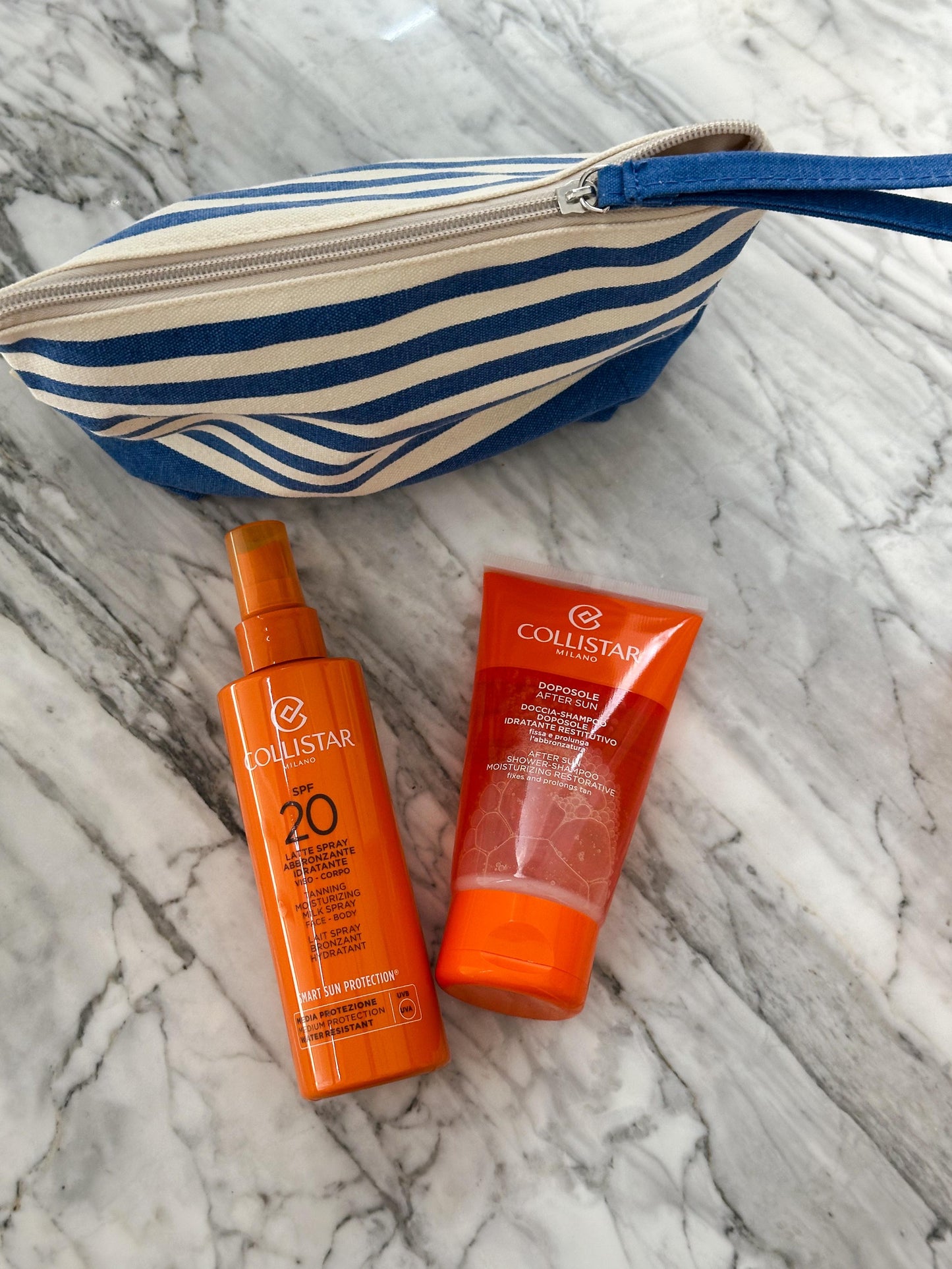 COLLISTAR Set of Medium Protection Sun Cream SPF20 (Milk Spray 200ml + After Sun 150ml + Pouch)