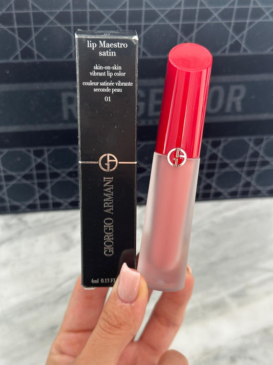 ARMANI Lip Maestro Satin Vibrant Lip Color Long-Lasting Lipstick (01)