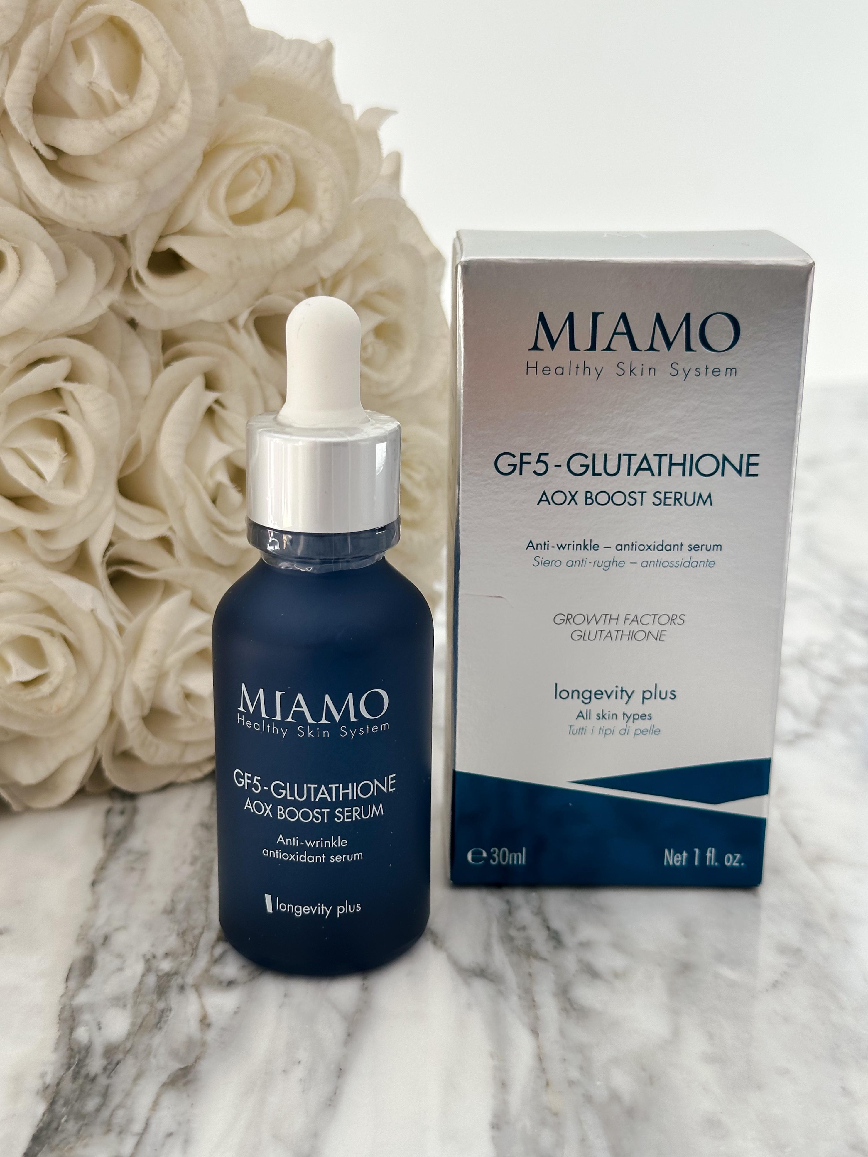 gf5 glutathione miamo Longevity Plus AOX Boost Serum 10 ml MIAMO GF5-Glutathione Rejuvenating Serum VS