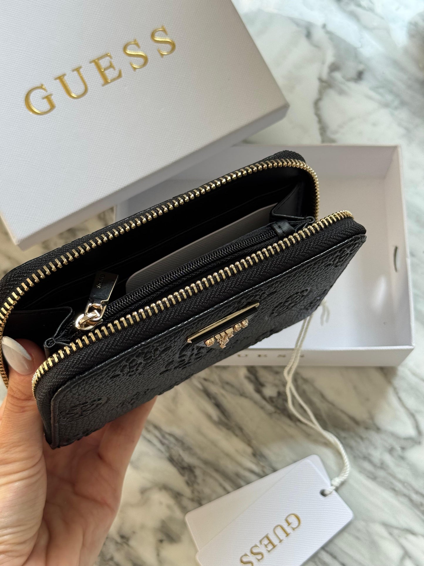 GUESS Eco Gemma Black Zip Around Wallet