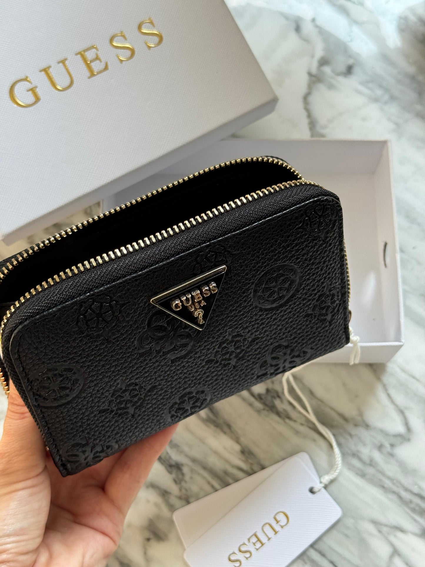 GUESS Eco Gemma Black Zip Around Wallet