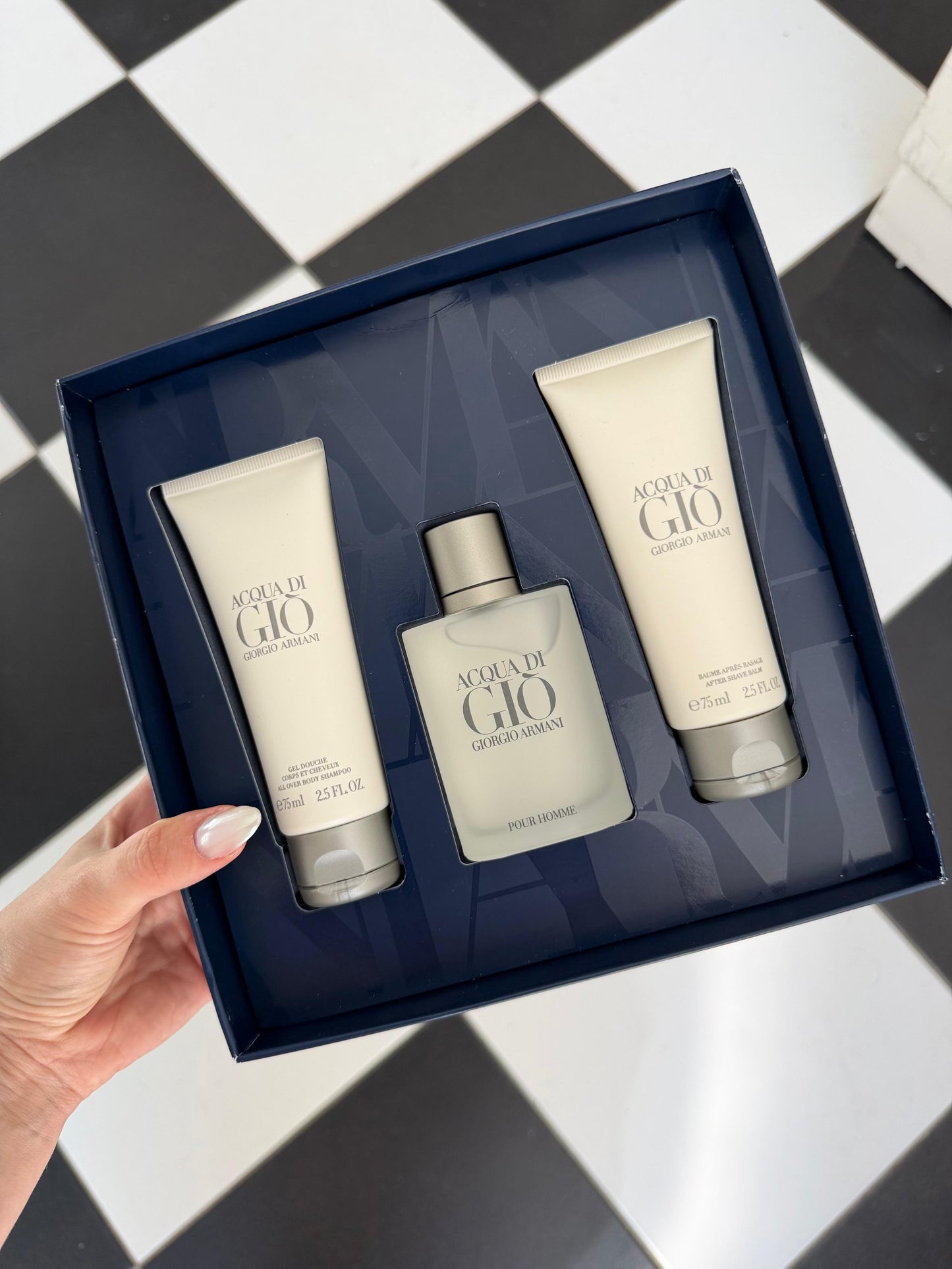 ARMANI Acqua di Giò Gift Set 50ml EDT + 75ml Shower Gel + 75ml Aftershave Balm