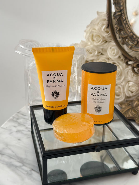 ACQUA DI PARMA 3 Pieces Gift Set (Bath Salts + Shower Gel + Soap)