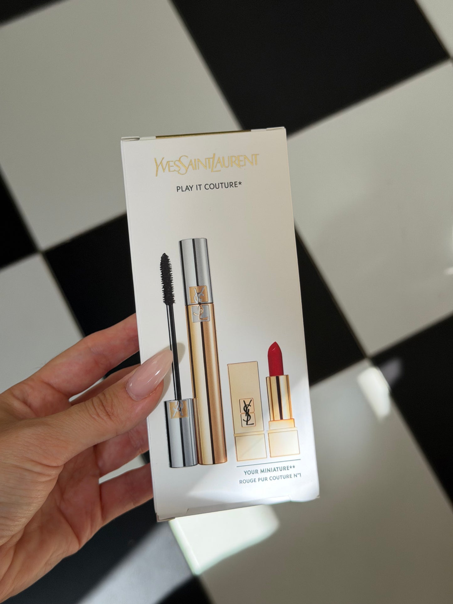 YSL Gift Set Mascara Volume Effet Faux Cils + Mini Rouge Pur Couture N^1