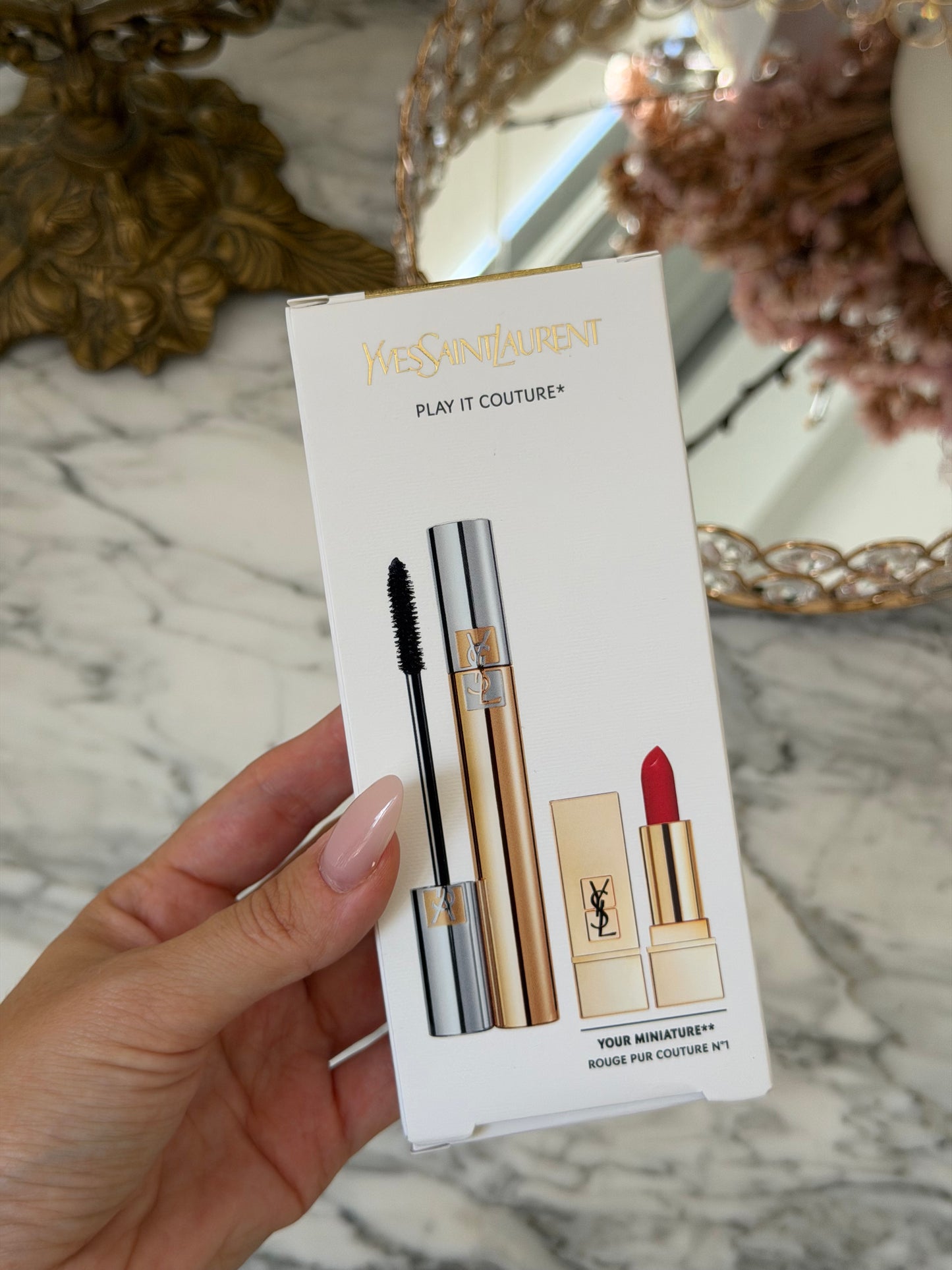 YSL Gift Set Mascara Volume Effet Faux Cils + Mini Rouge Pur Couture N^1