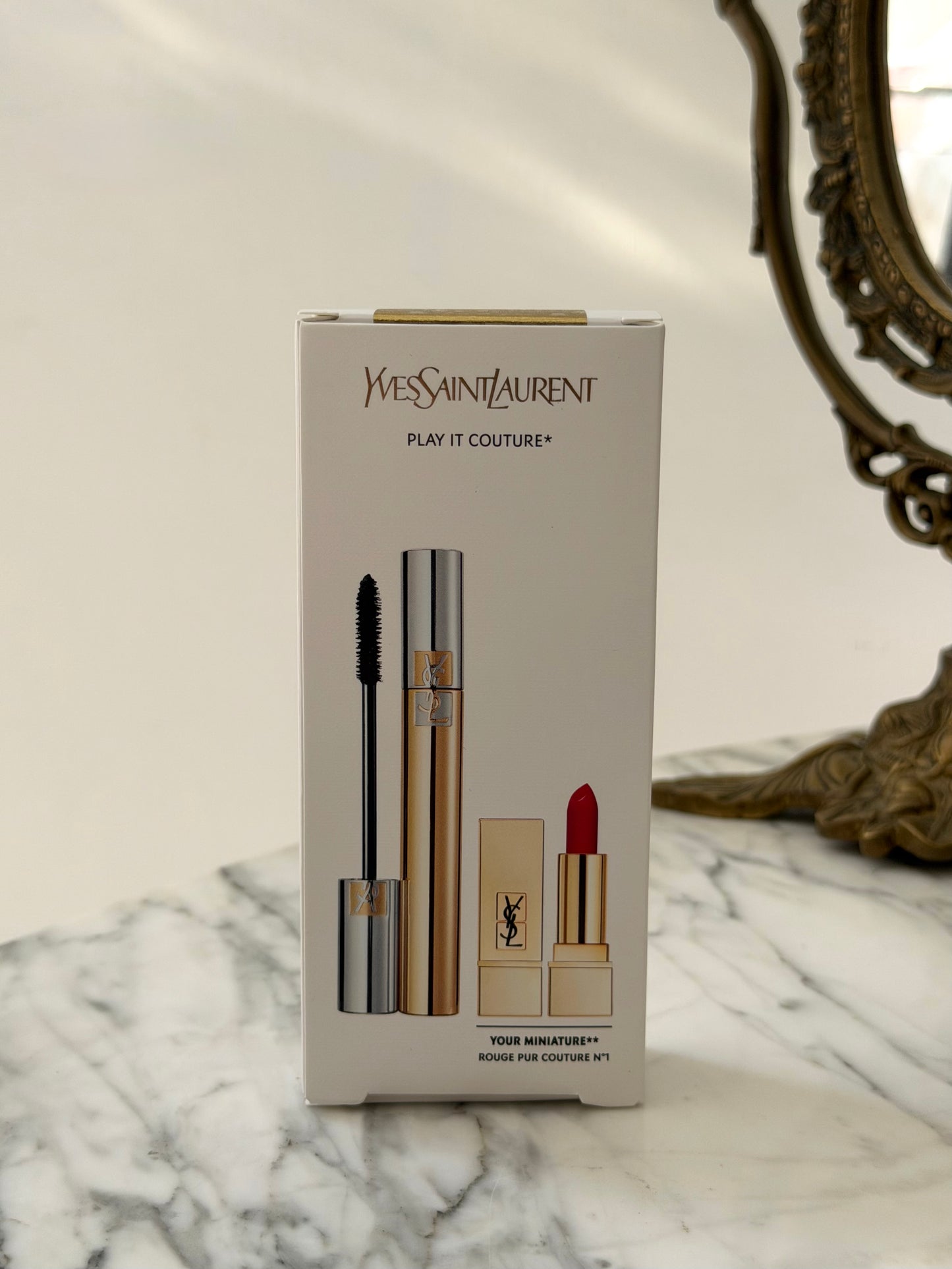 YSL Gift Set Mascara Volume Effet Faux Cils + Mini Rouge Pur Couture N^1