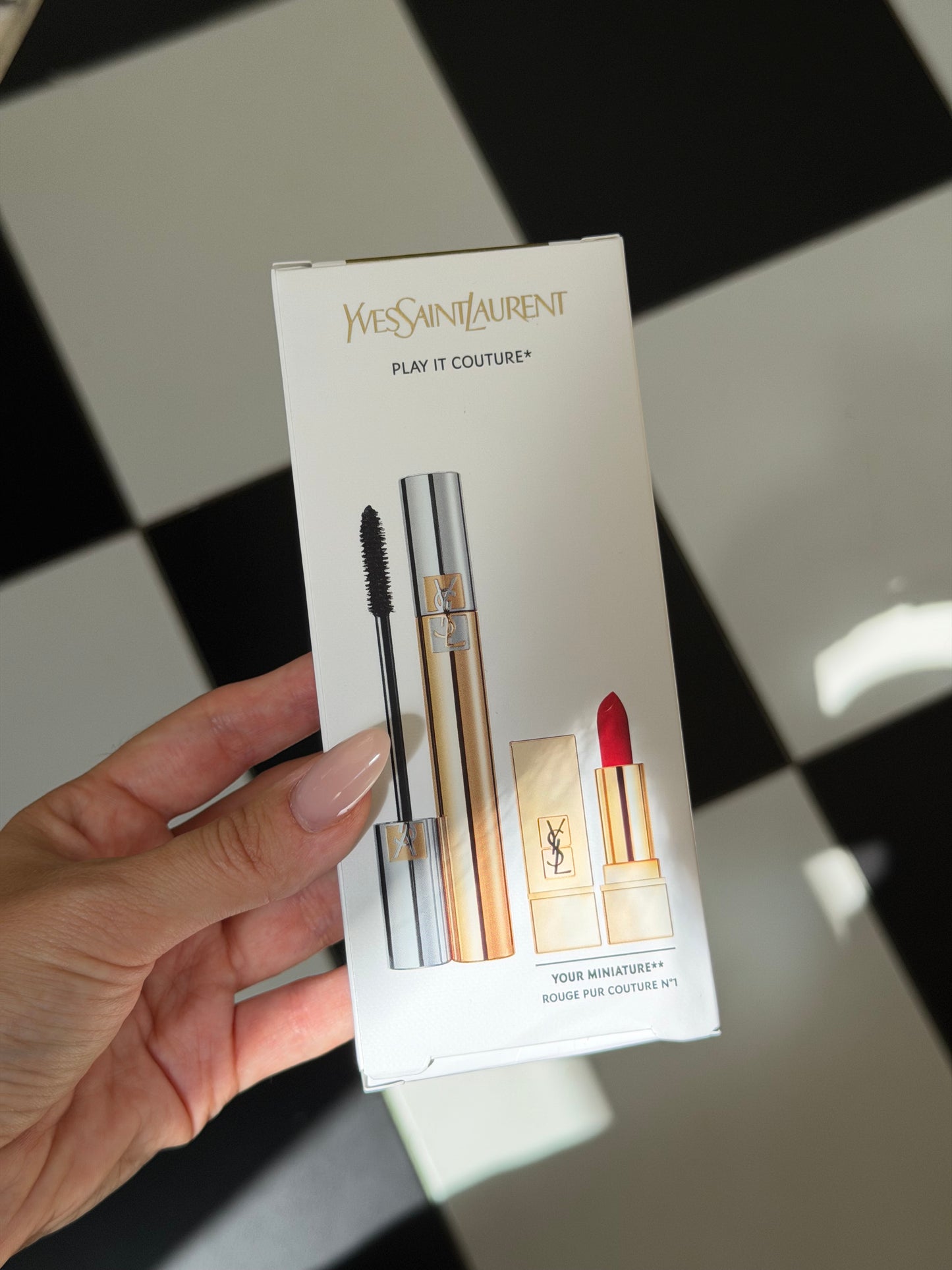 YSL Gift Set Mascara Volume Effet Faux Cils + Mini Rouge Pur Couture N^1