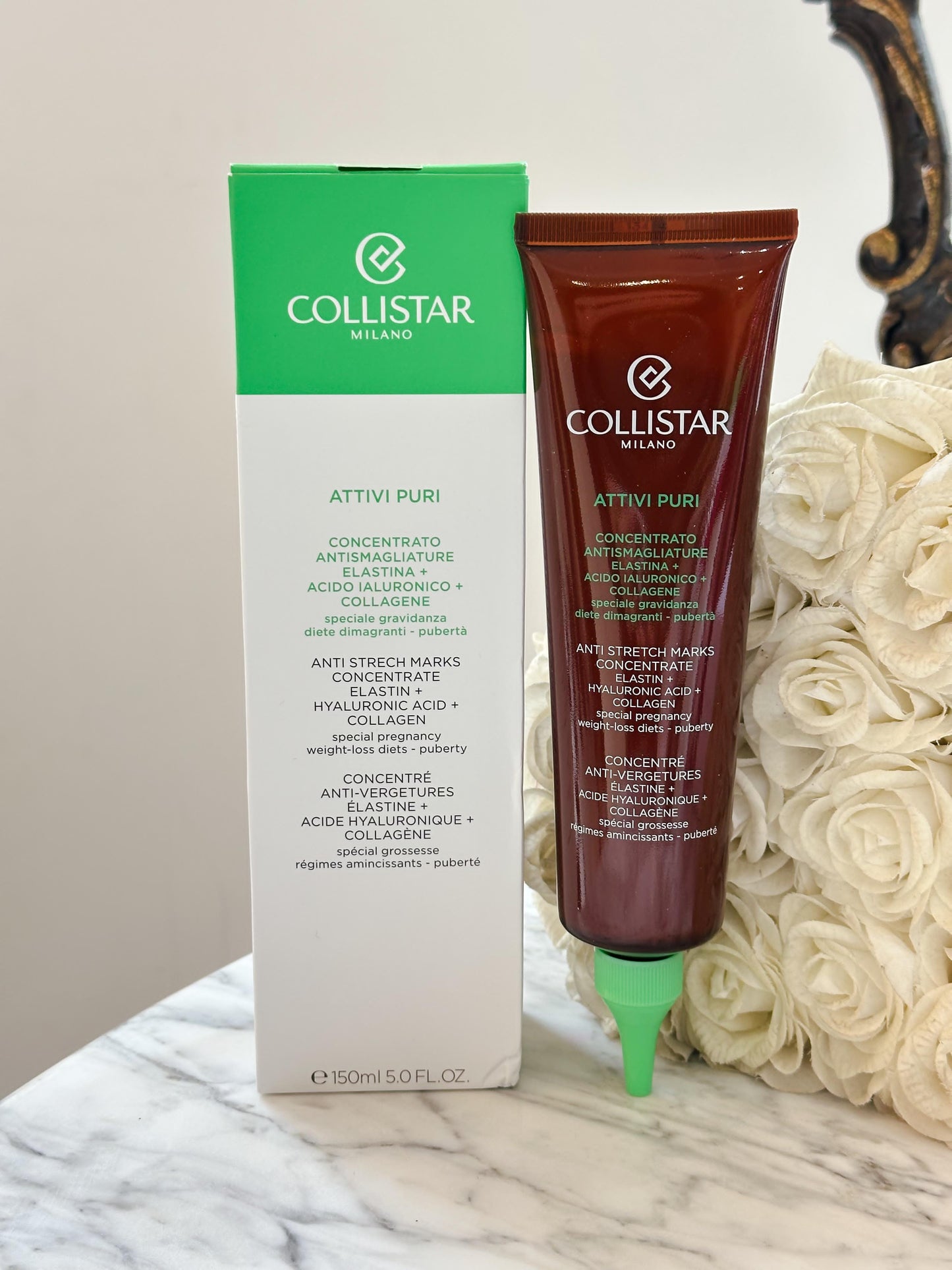 COLLISTAR
Attivi Puri Anti Strech Marks 150ml Concentrate Elastin + Hyaluronic Acid + Collagen
•special pregnancy •weight-loss diets •puberty