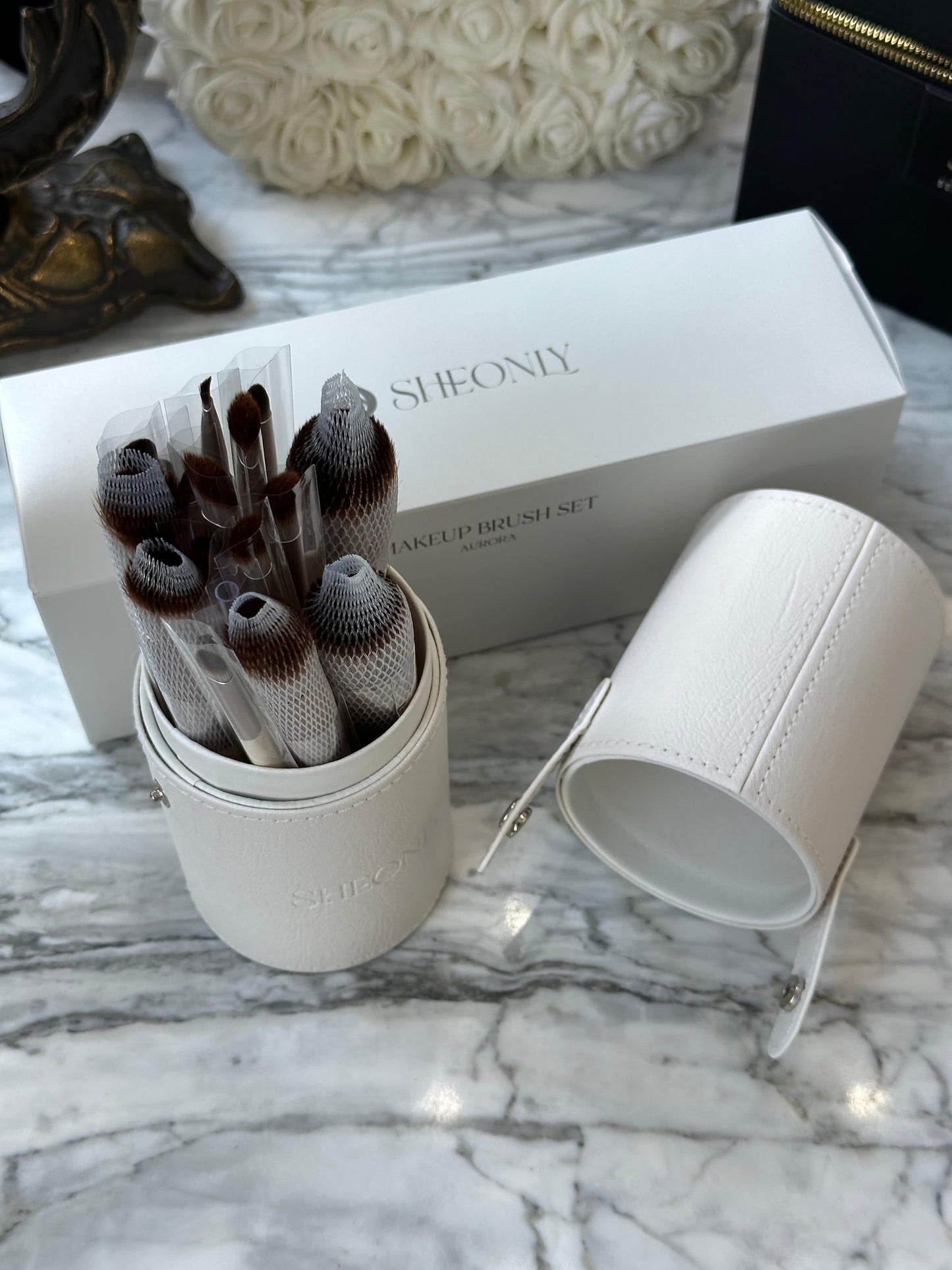 SHEONLY Makeup Brush Set Aurora 18 Pcs Professional Makeup Brush Set for Foundation, Powder, Concealers, Eye Shadows, Blush