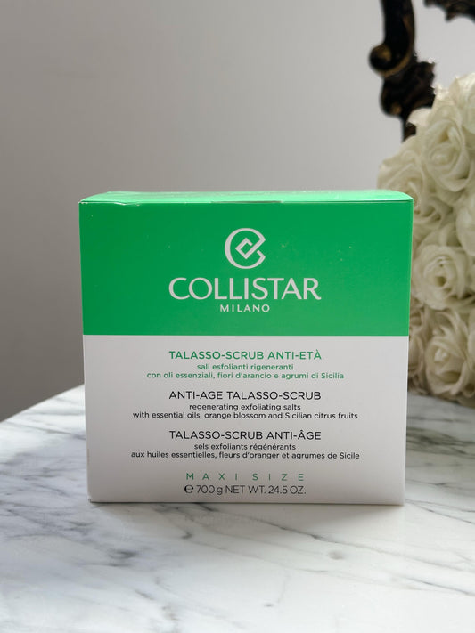 COLLISTAR
Anti-Age Talasso-Scrub
Regenerating Exfoliating Salts With Essential Oils, Orange Blossom And Sicilian Citrus Fruits