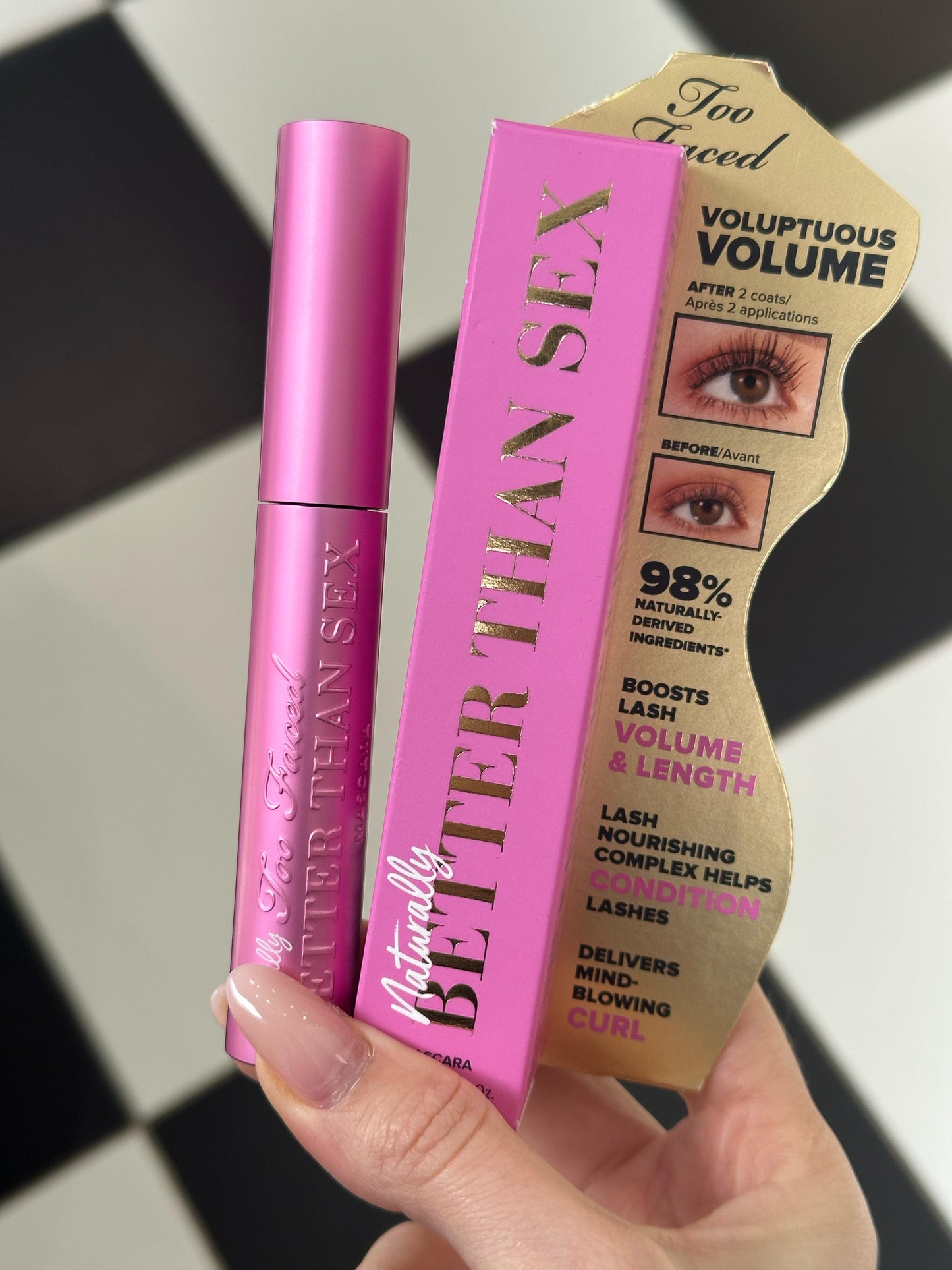 TOO FACED Naturally Better Than Sex Mascara
Naturally-Derived, Volumize, Lengthen & Curl