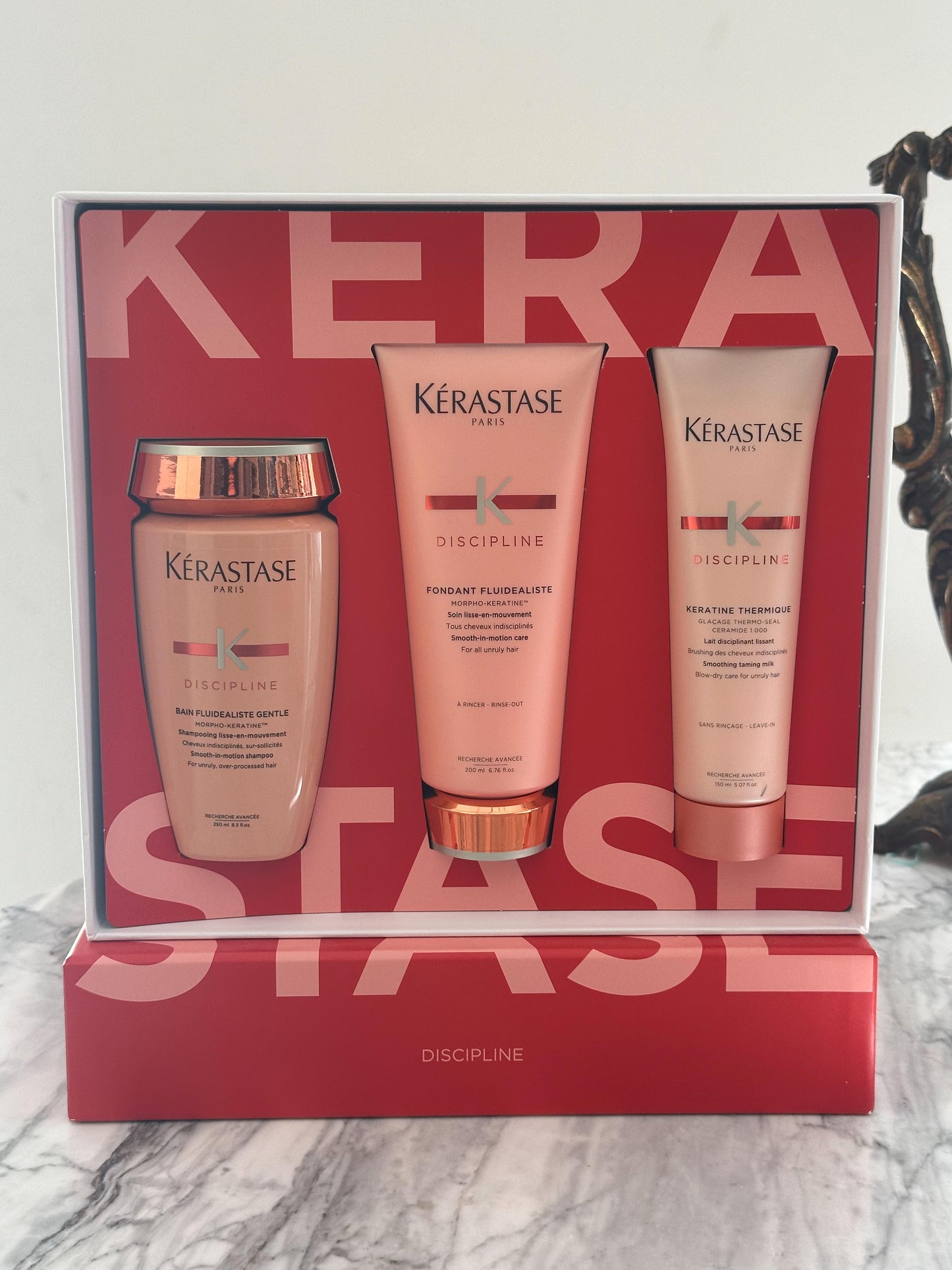 KÉRASTASE Discipline Unruly Hair Set - Hair Smoothing Shampoo, Conditioner & Heat Protectant For Frizzy Hair