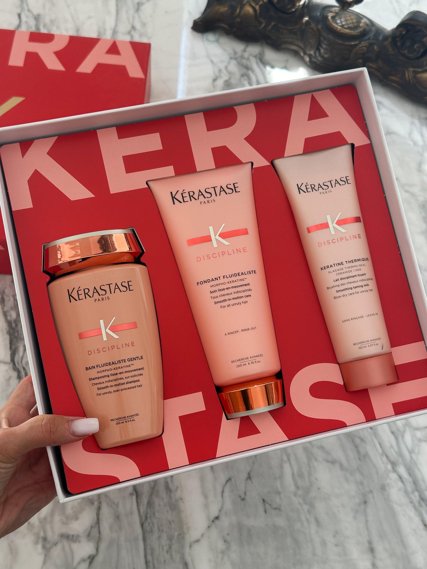 KÉRASTASE Discipline Unruly Hair Set - Hair Smoothing Shampoo, Conditioner & Heat Protectant For Frizzy Hair