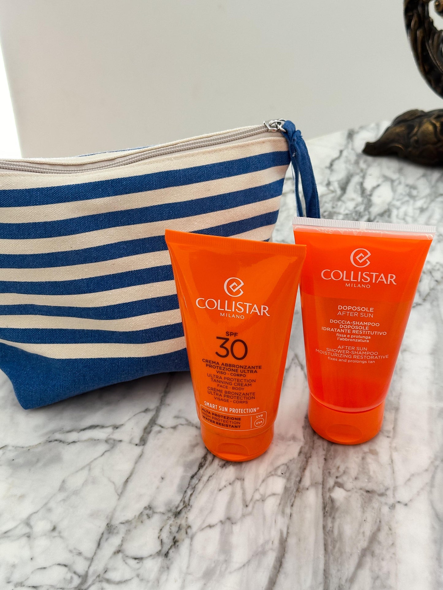 COLLISTAR Kit of High Protection Sun Cream SPF30 (Tan Cream 150ml + After Sun Shower Shampoo 150ml + Pouch)