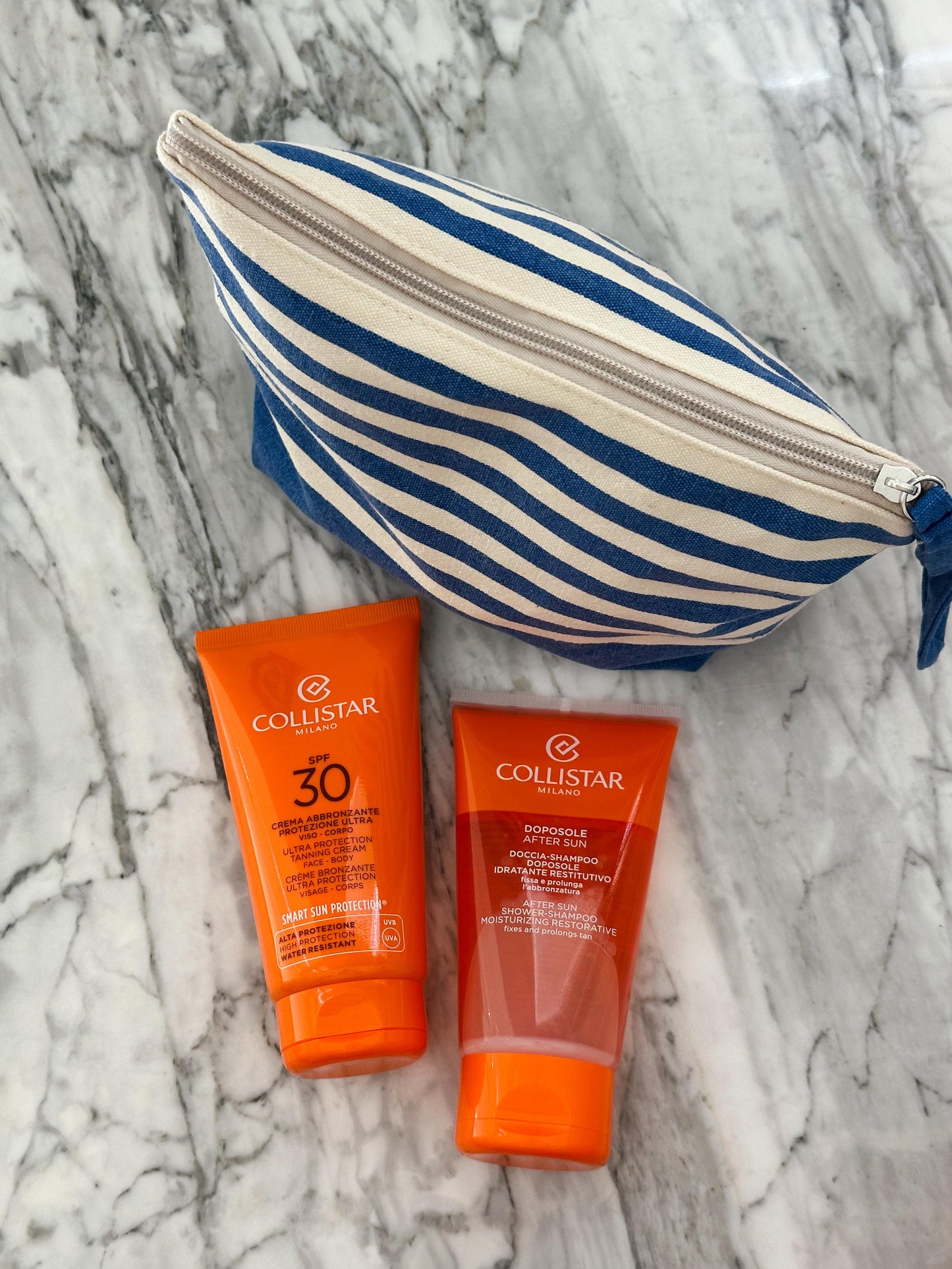 COLLISTAR Kit of High Protection Sun Cream SPF30 (Tan Cream 150ml + After Sun Shower Shampoo 150ml + Pouch)