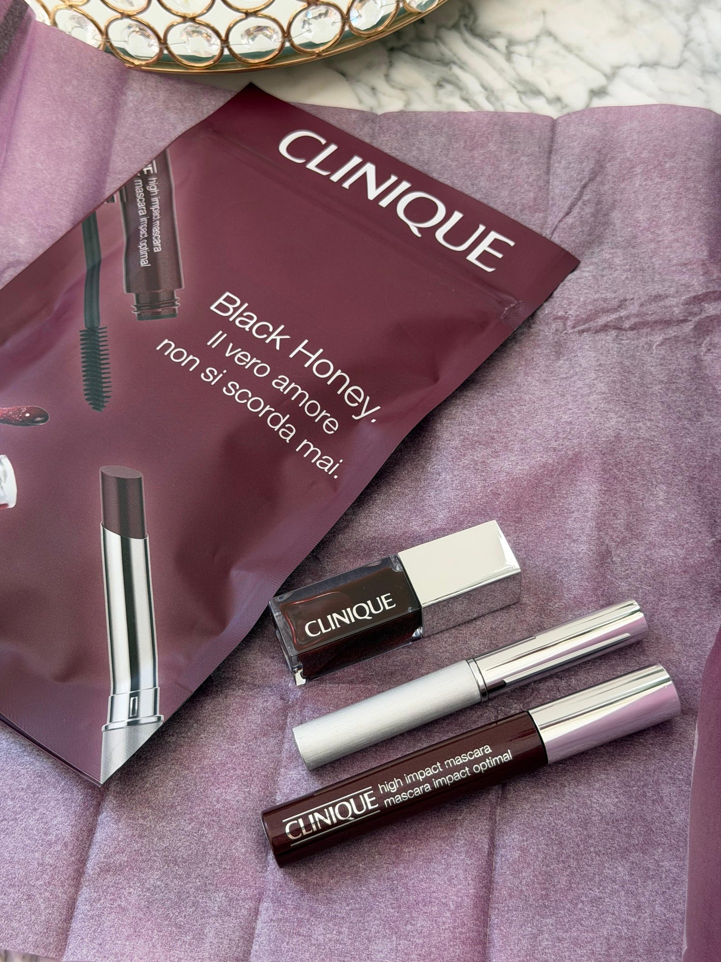 CLINIQUE Black Honey Lipstick + Lip Oil + Mascara Limited Edition Trio Gift Set