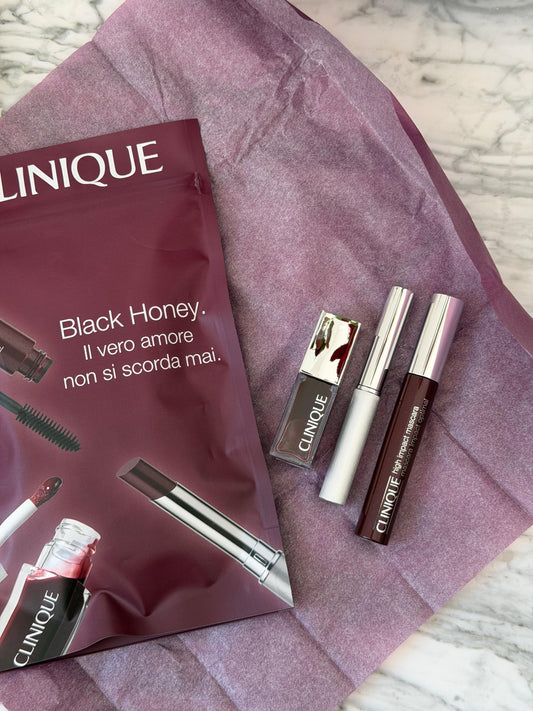 CLINIQUE Black Honey Lipstick + Lip Oil + Mascara Limited Edition Trio Gift Set