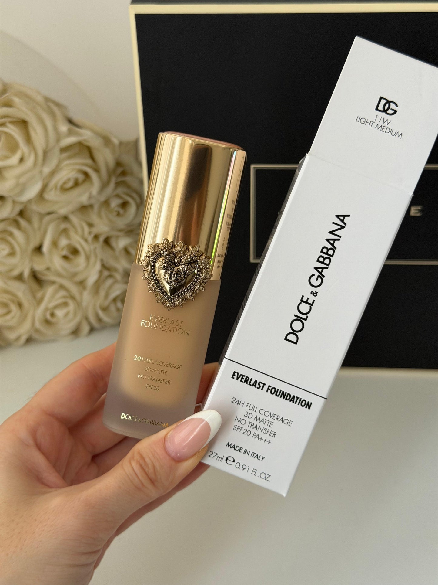 DOLCE&GABBANA Everlast Foundation (11W)
24H Full Coverage, 3D Matte, No Transfer SPF20