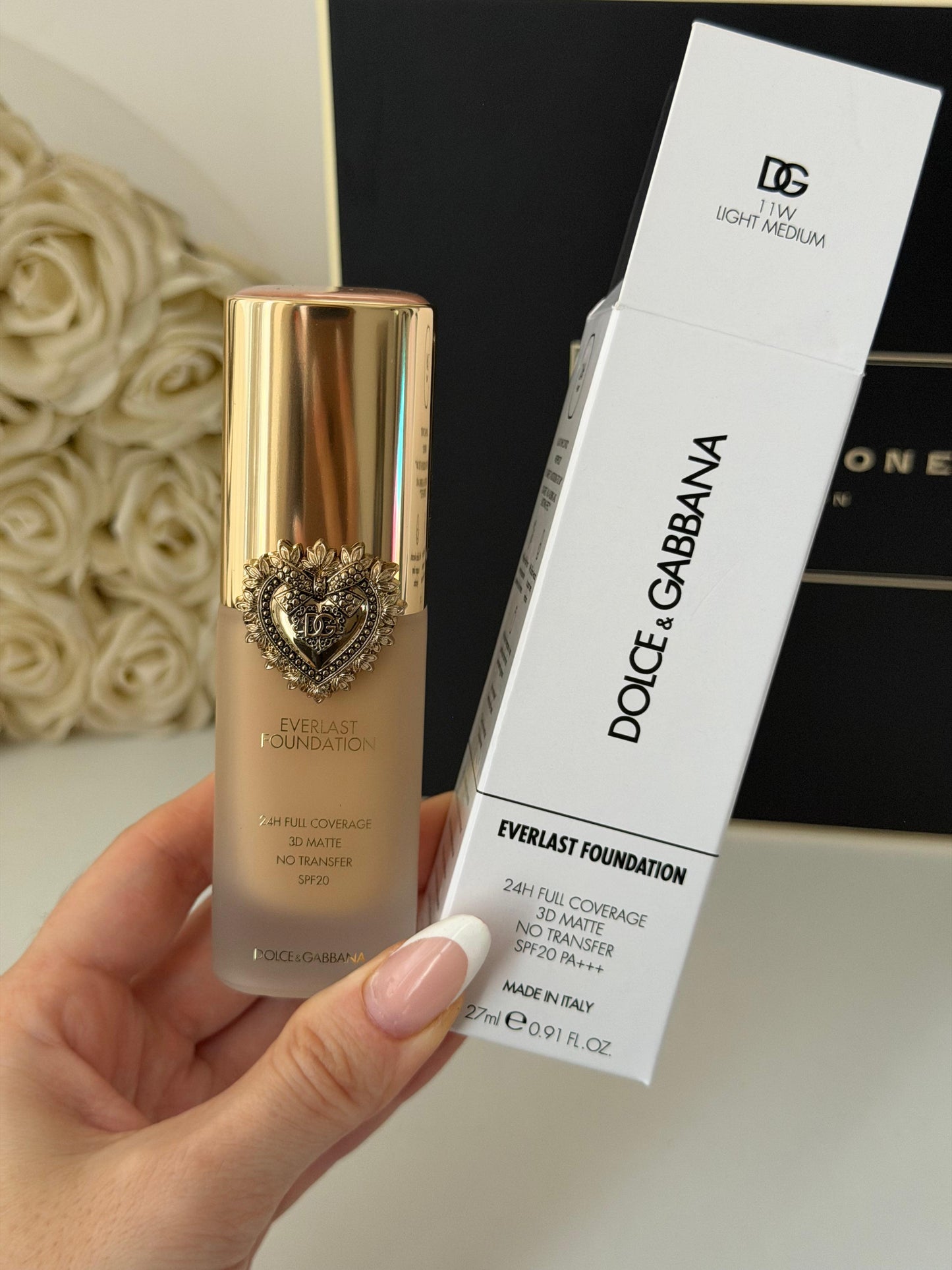 DOLCE&GABBANA Everlast Foundation (11W)
24H Full Coverage, 3D Matte, No Transfer SPF20