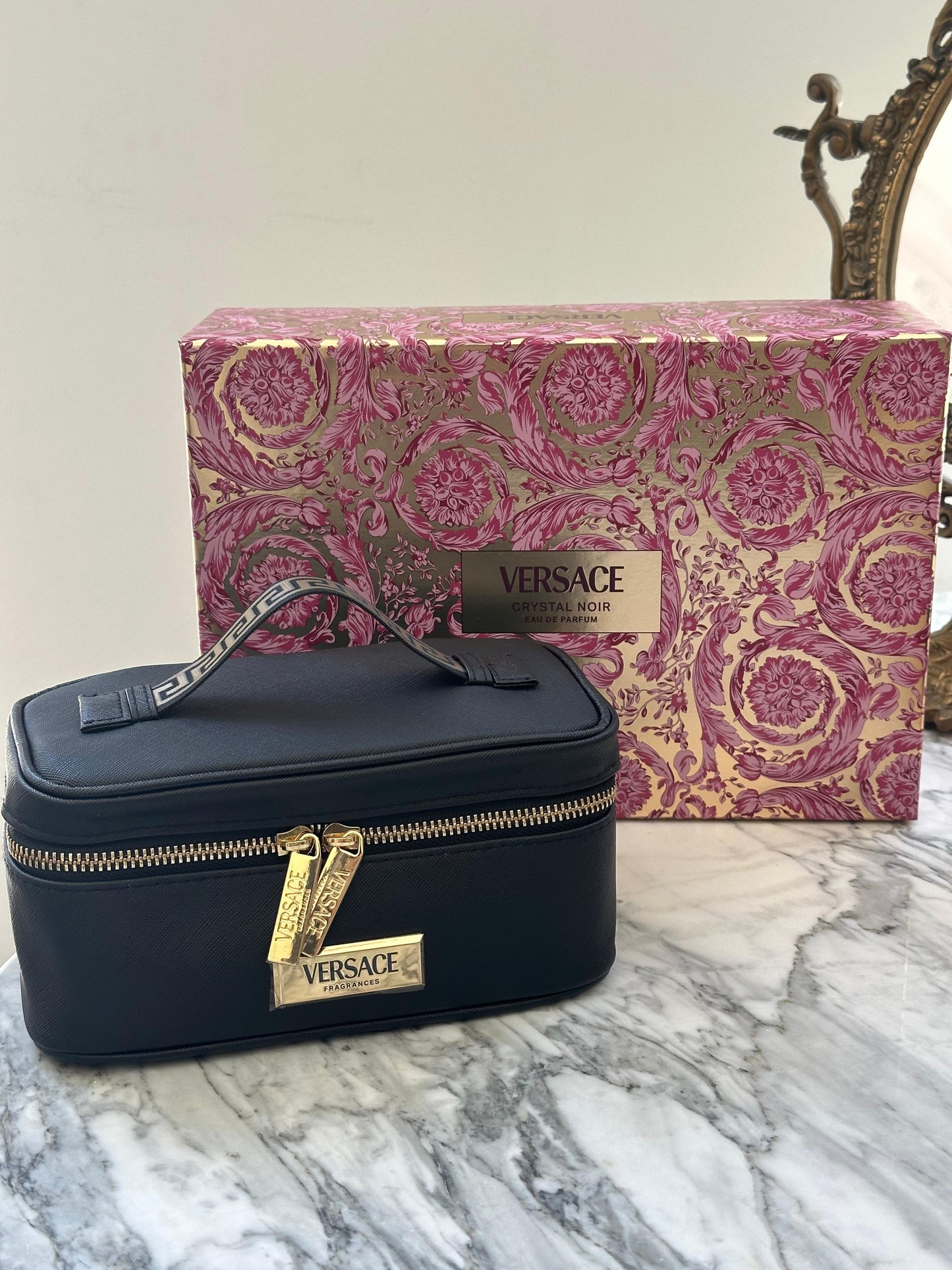 VERSACE Crystal Noir Set 90ml Edp (Body Lotion 100ml + Shower Gel 100ml + Bag) for Women