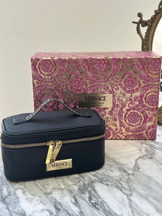 VERSACE Crystal Noir Set 90ml Edp (Body Lotion 100ml + Shower Gel 100ml + Bag) for Women