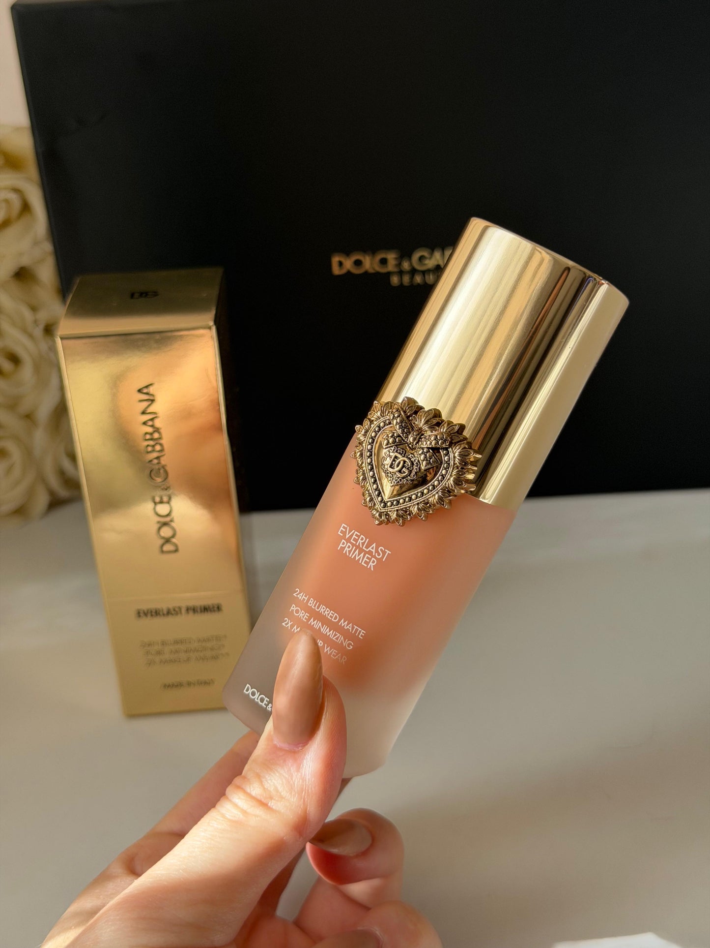 DOLCE&GABBANA Everlast Primer 24H Blurred Matte Pore Minimizing 2X Makeup Wear Translucent - Brightening Apricot Tone
