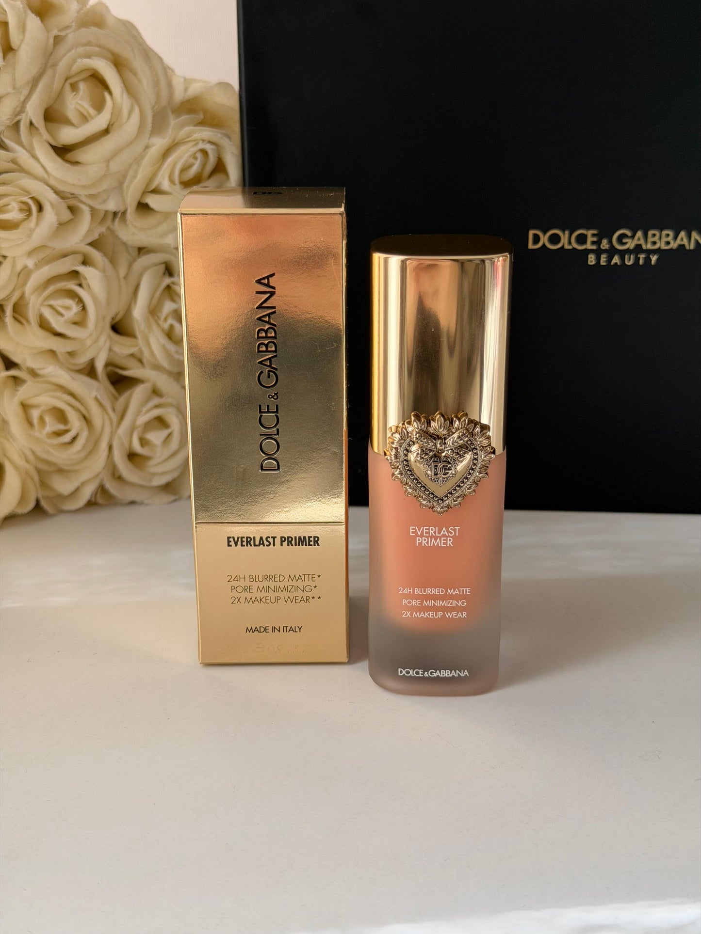 DOLCE&GABBANA Everlast Primer 24H Blurred Matte Pore Minimizing 2X Makeup Wear Translucent - Brightening Apricot Tone
