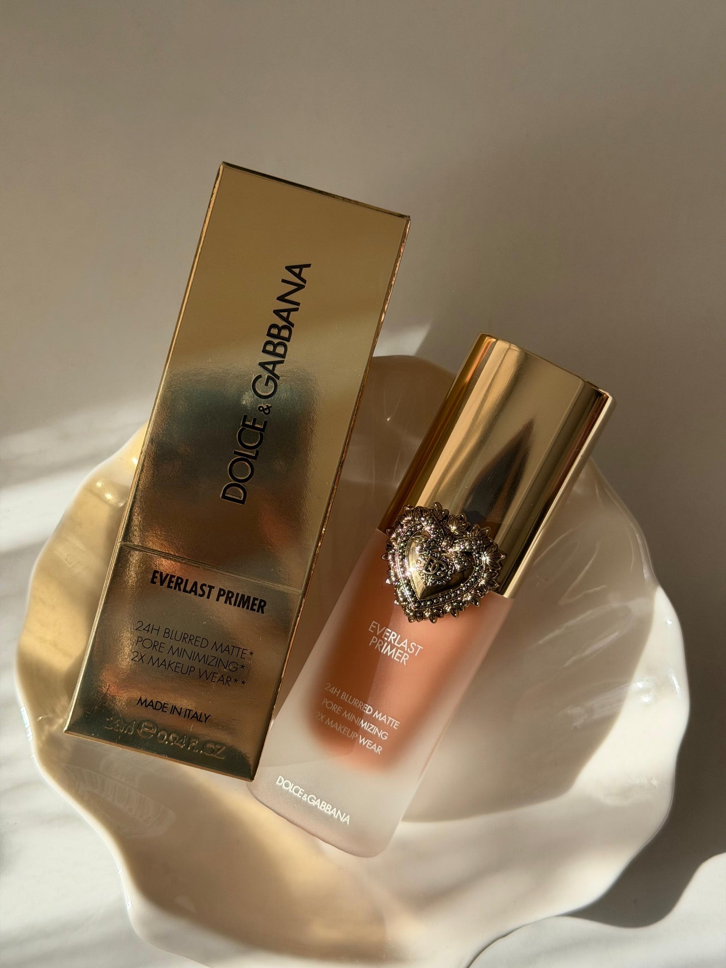 DOLCE&GABBANA Everlast Primer 24H Blurred Matte Pore Minimizing 2X Makeup Wear Translucent - Brightening Apricot Tone