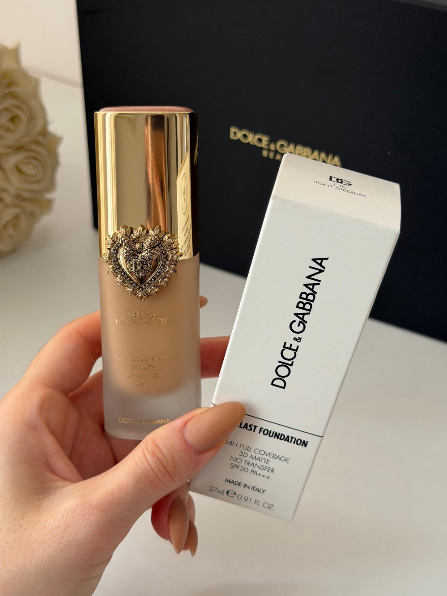 DOLCE&GABBANA Everlast Foundation (13C)
24H Full Coverage, 3D Matte, No Transfer SPF20