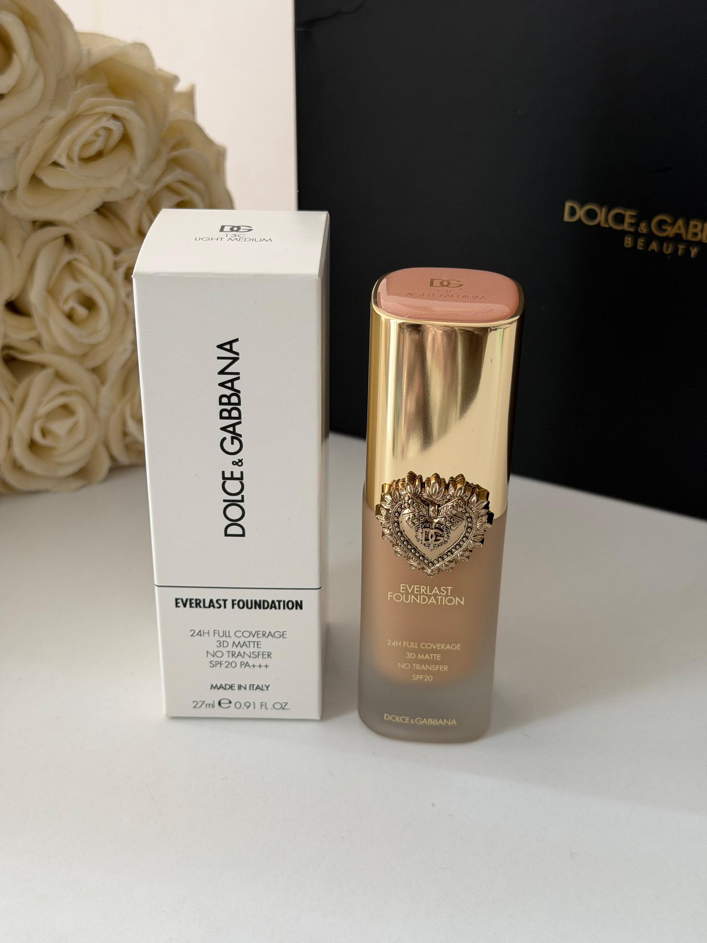 DOLCE&GABBANA Everlast Foundation (13C)
24H Full Coverage, 3D Matte, No Transfer SPF20