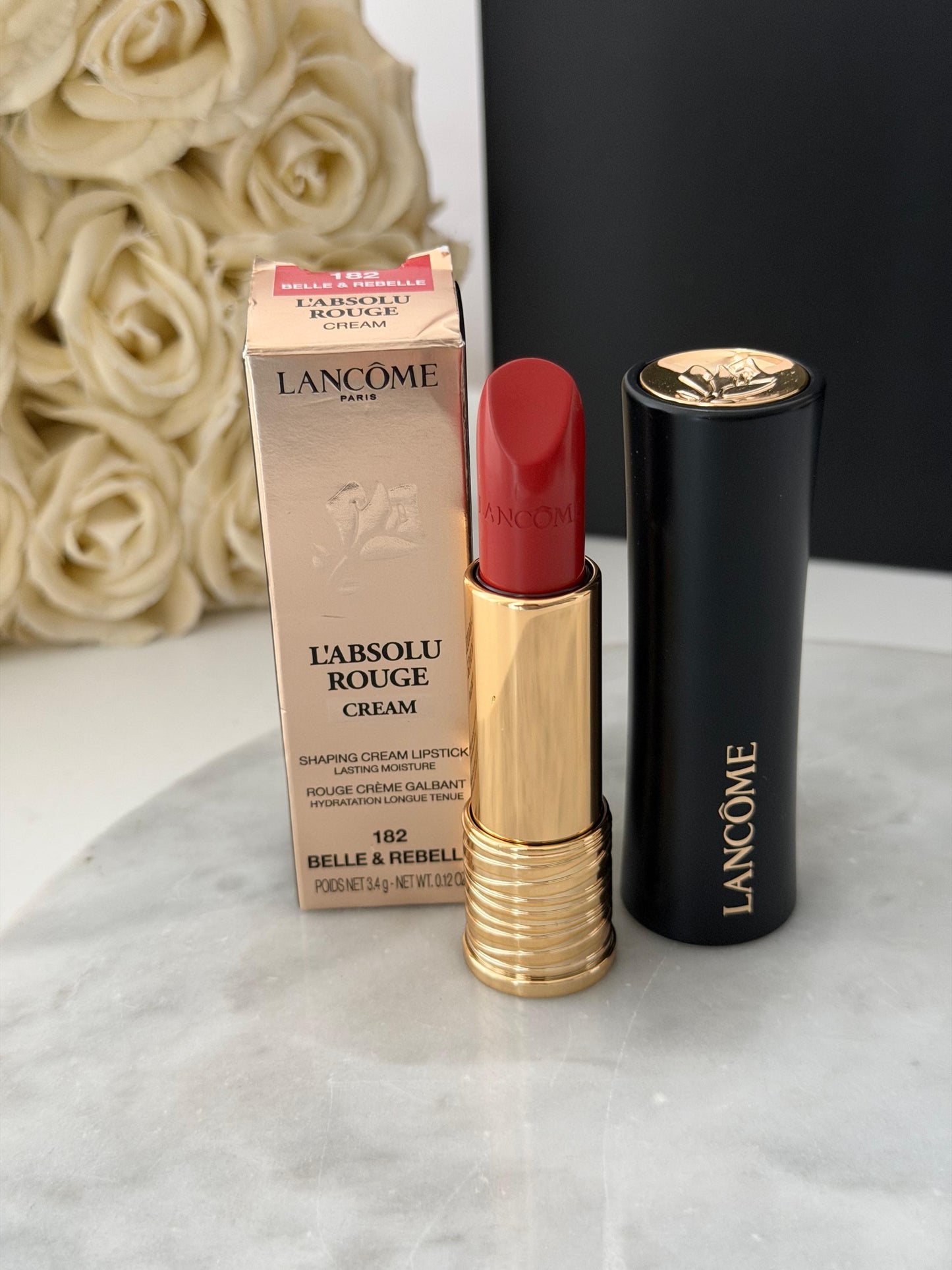 LANCÔME 
L'Absolu Rouge Cream Lipstick (182)
Luminous Cream Finish 18H