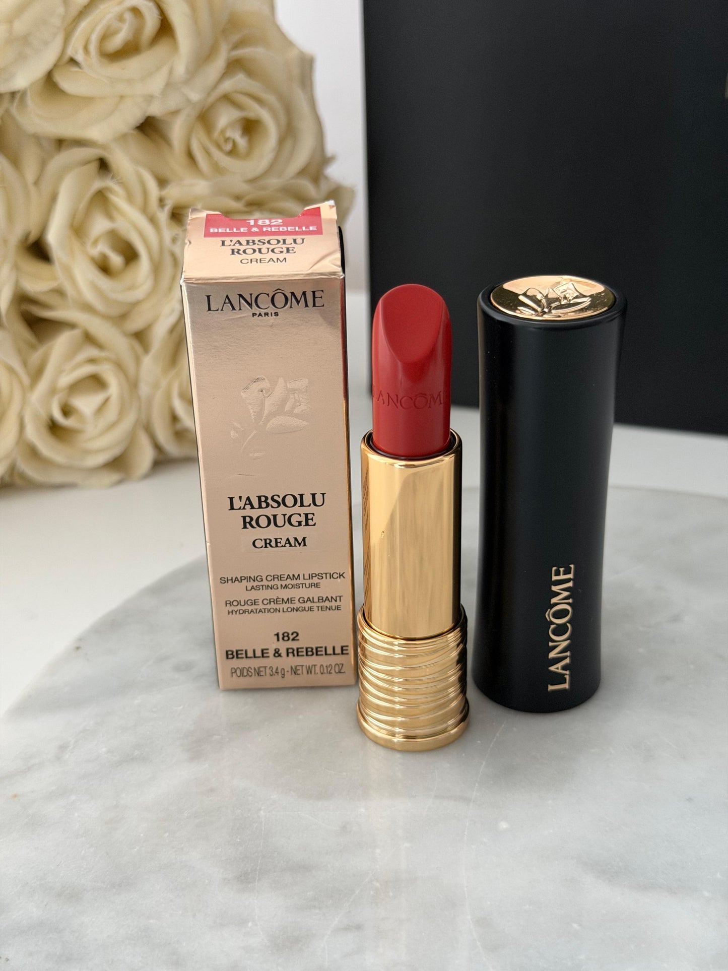 LANCÔME 
L'Absolu Rouge Cream Lipstick (182)
Luminous Cream Finish 18H