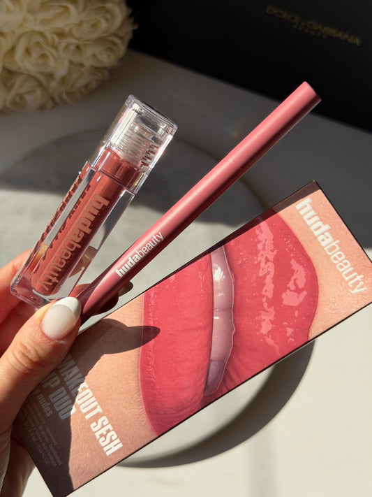 HUDA BEAUTY Makeout Sesh Lip Duo Rosy Nudes - Bombshell/Rosewood
