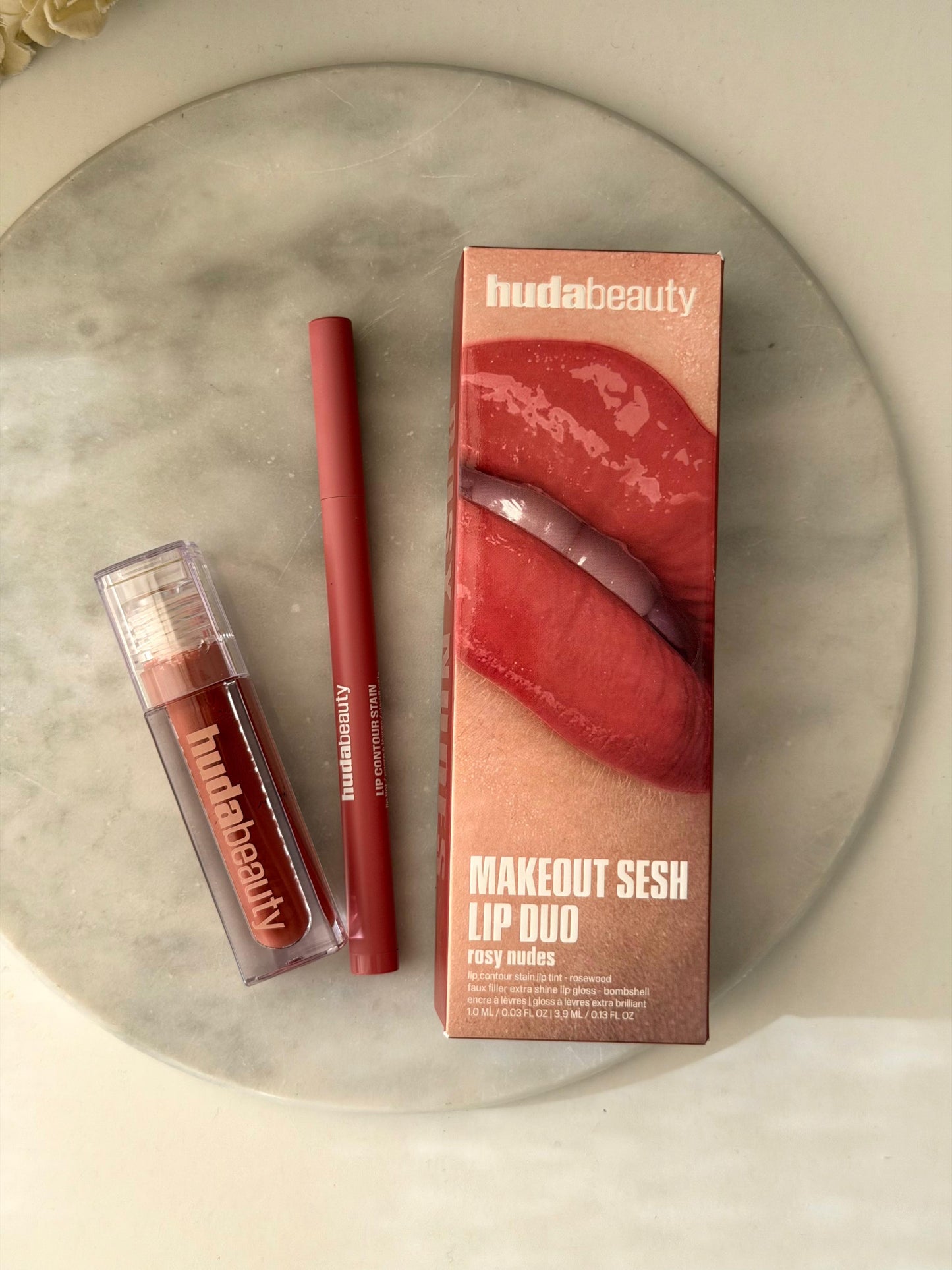 HUDA BEAUTY Makeout Sesh Lip Duo Rosy Nudes - Bombshell/Rosewood