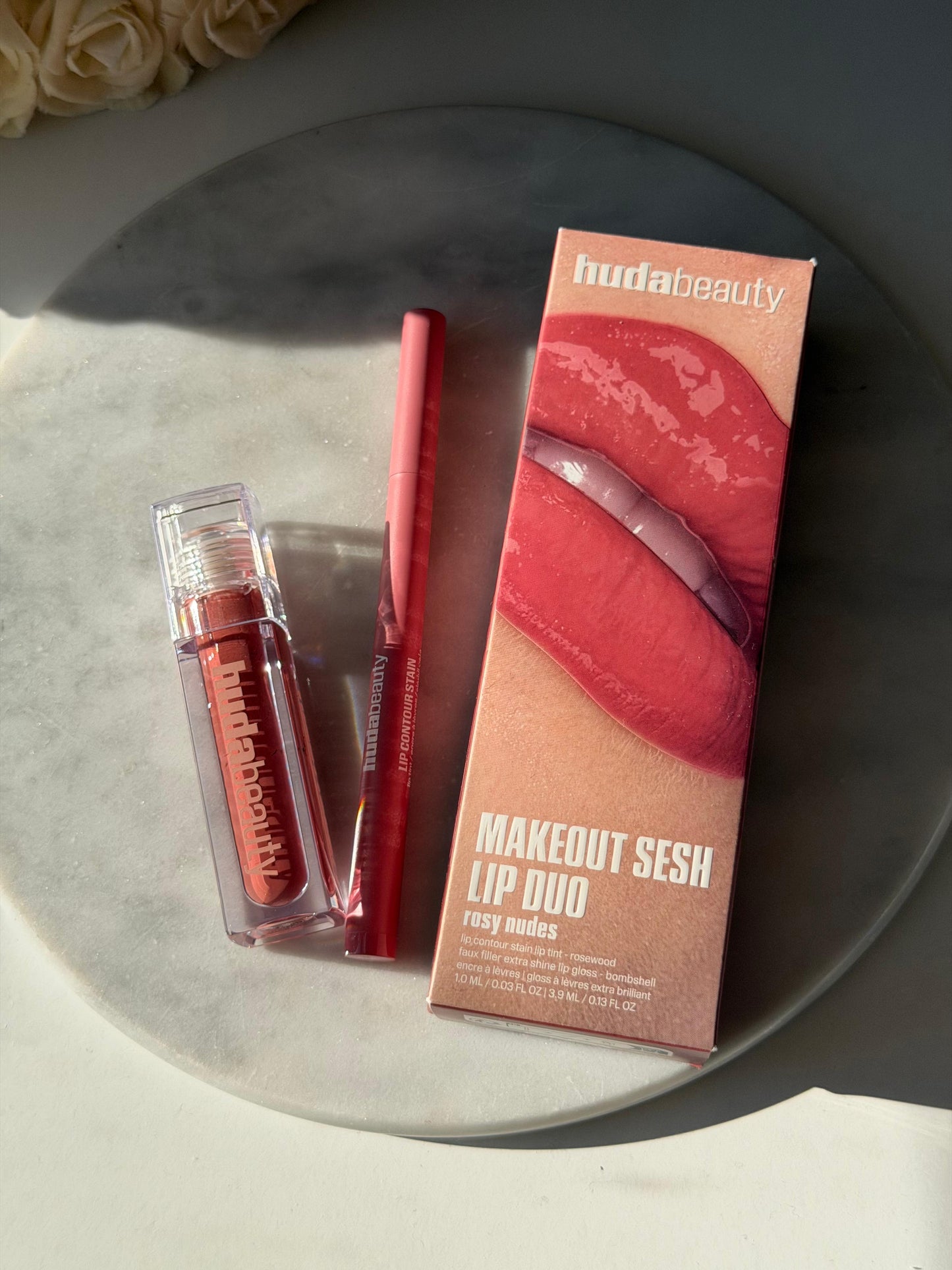 HUDA BEAUTY Makeout Sesh Lip Duo Rosy Nudes - Bombshell/Rosewood