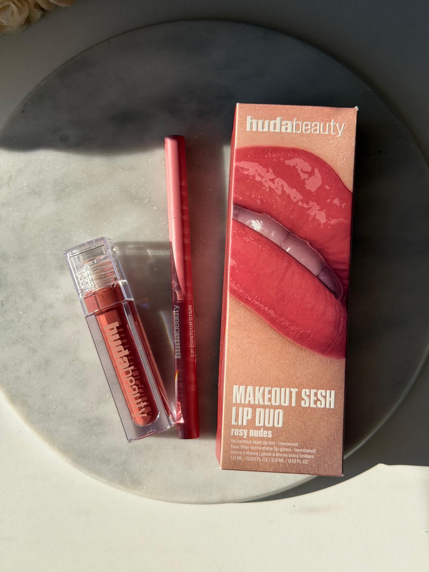 HUDA BEAUTY Makeout Sesh Lip Duo Rosy Nudes - Bombshell/Rosewood