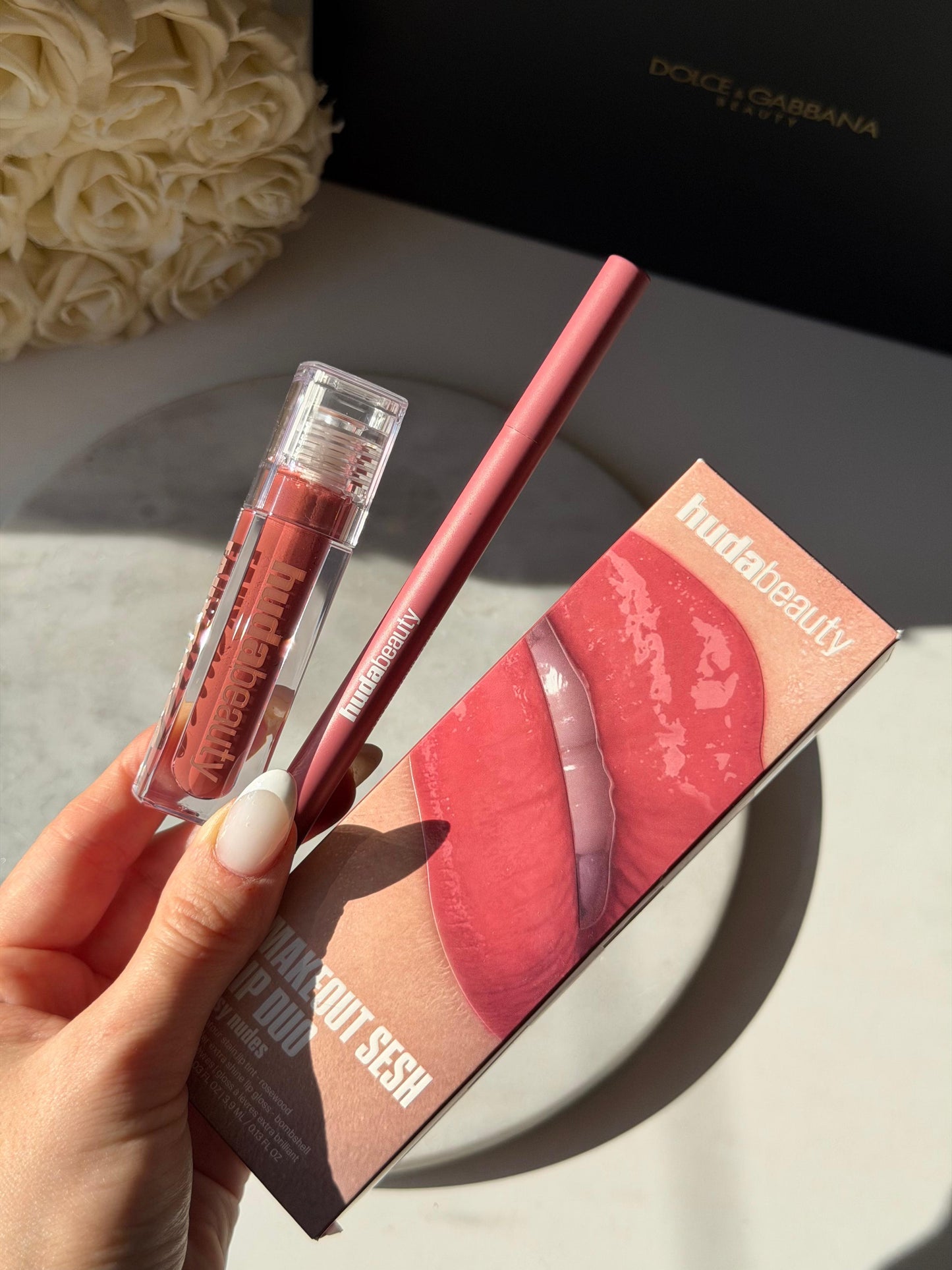 HUDA BEAUTY Makeout Sesh Lip Duo Rosy Nudes - Bombshell/Rosewood