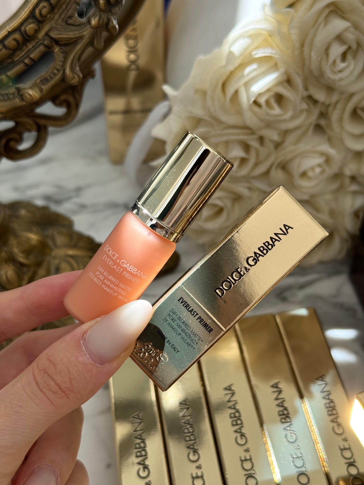 DOLCE&GABBANA Everlast Mini Primer 24H Blurred Matte Pore Minimizing 2X Makeup Wear Translucent - Brightening Apricot Tone