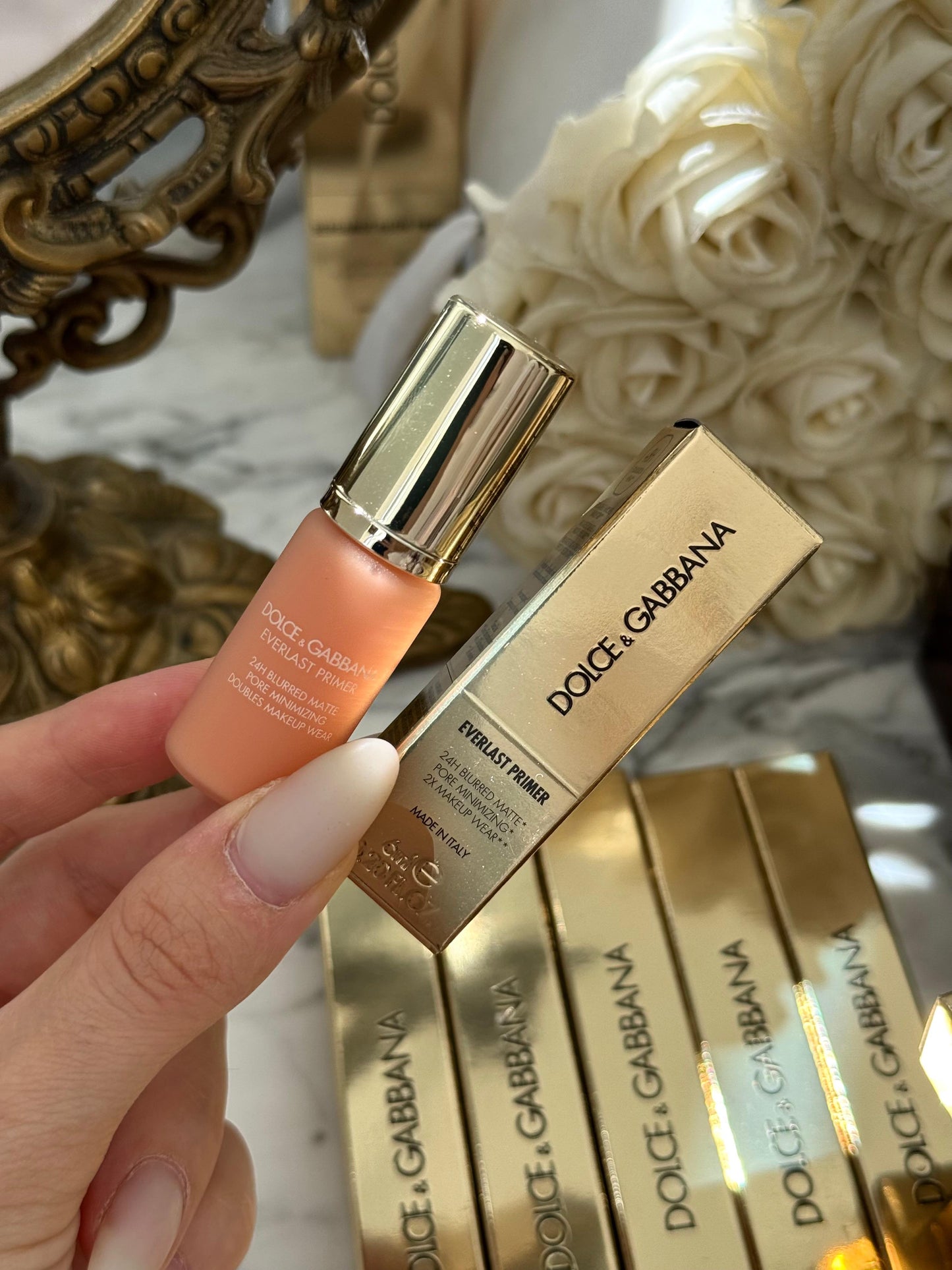 DOLCE&GABBANA Everlast Mini Primer 24H Blurred Matte Pore Minimizing 2X Makeup Wear Translucent - Brightening Apricot Tone