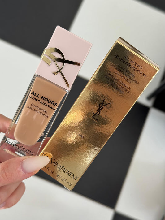 YSL All Hours Glow Foundation
Skin-Like Radiance Buildable Coverage (MN8)
