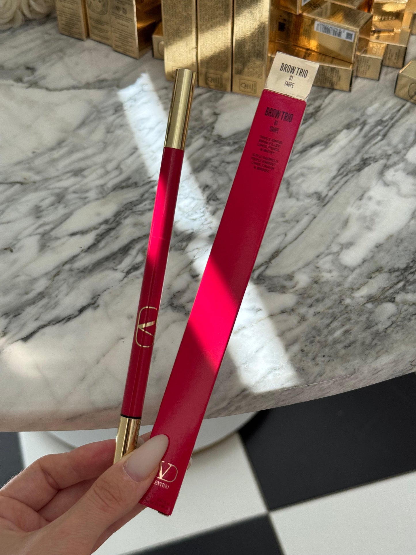 VALENTINO Brow Trio Triple-Ended Brow Filler: Liner, Pencil & Brush