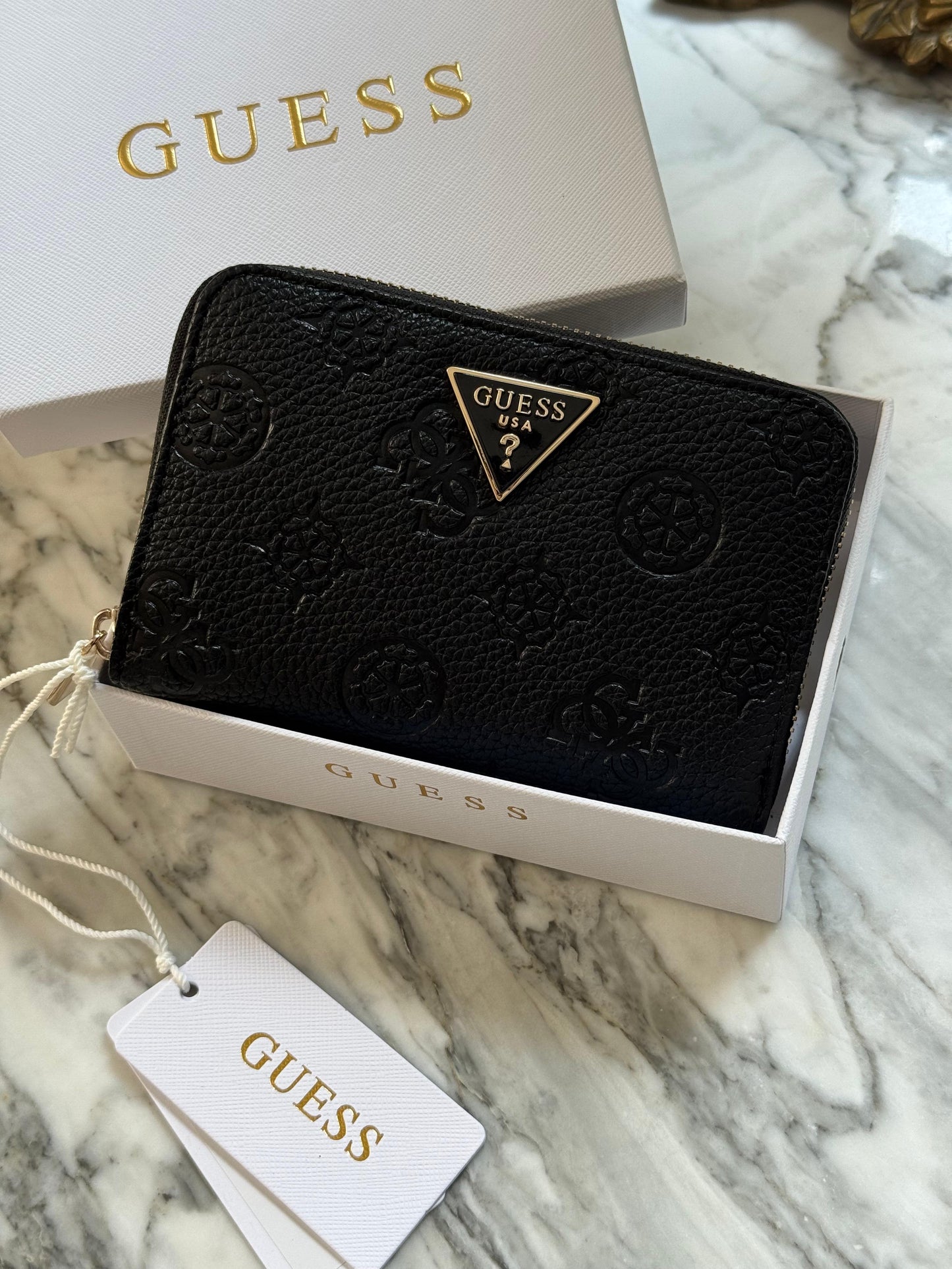 GUESS Eco Gemma Black Zip Around Wallet