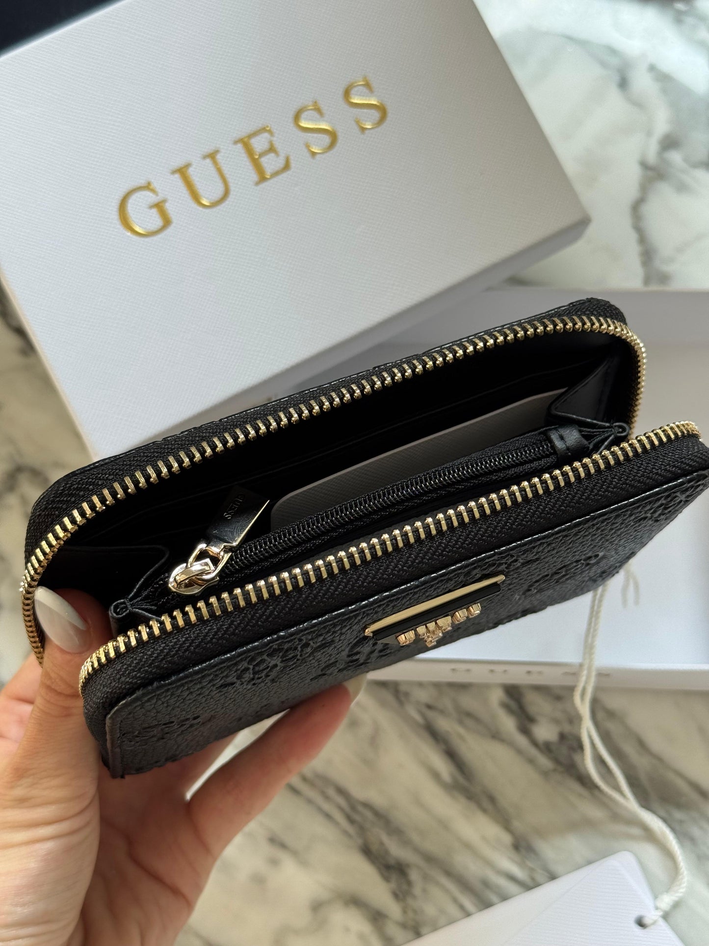 GUESS Eco Gemma Black Zip Around Wallet