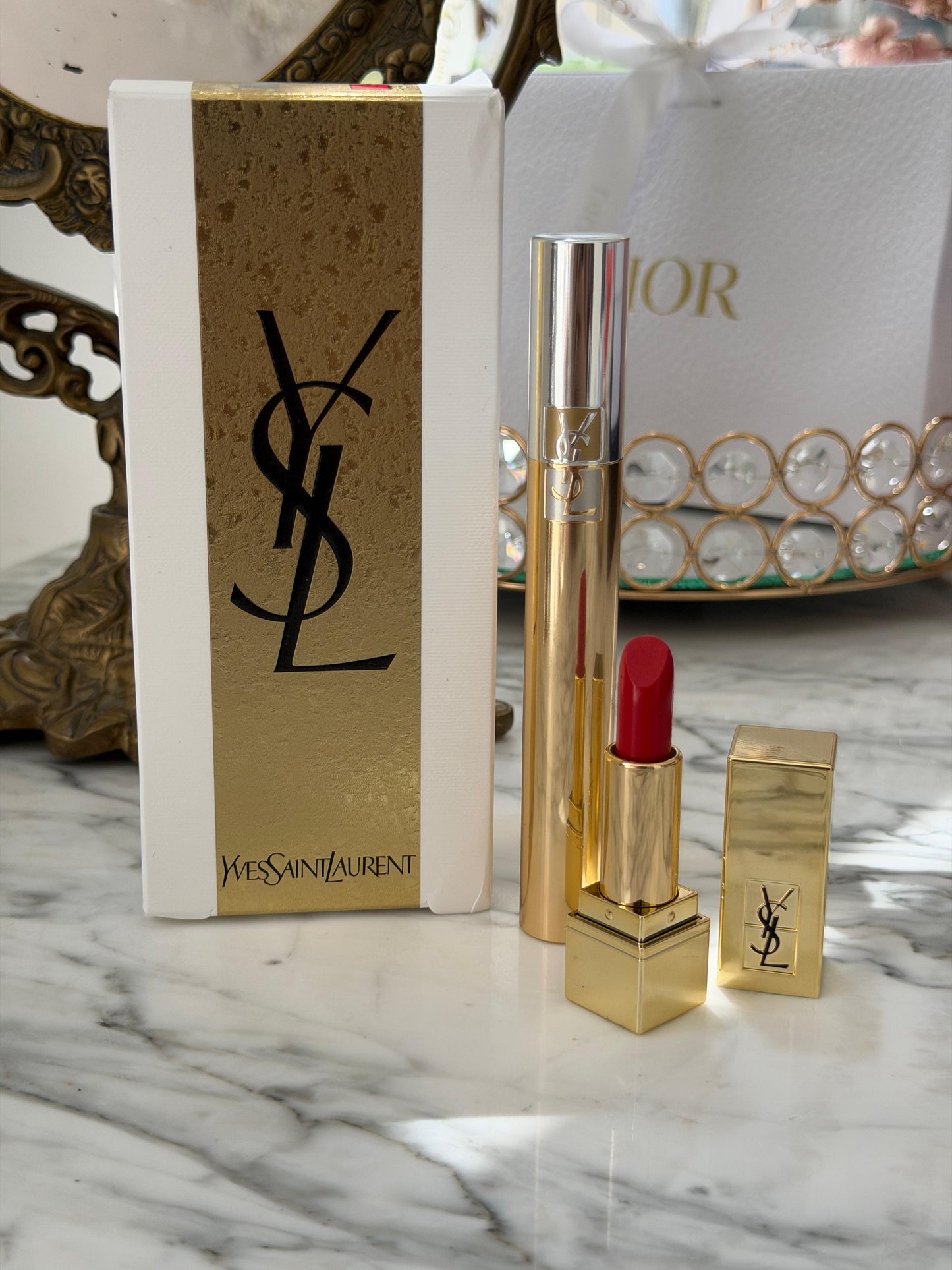 YSL Gift Set Mascara Volume Effet Faux Cils + Mini Rouge Pur Couture N^1