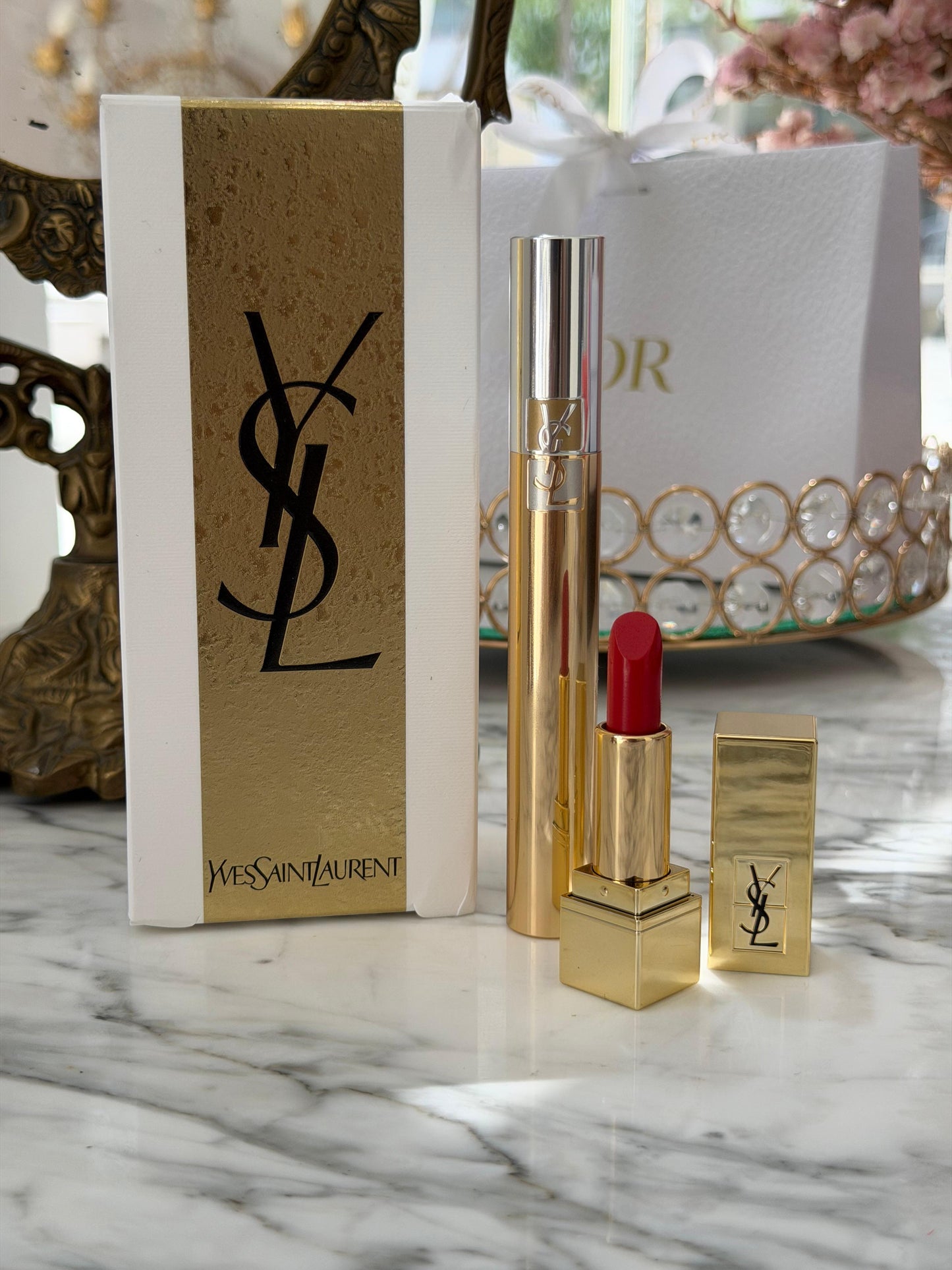 YSL Gift Set Mascara Volume Effet Faux Cils + Mini Rouge Pur Couture N^1